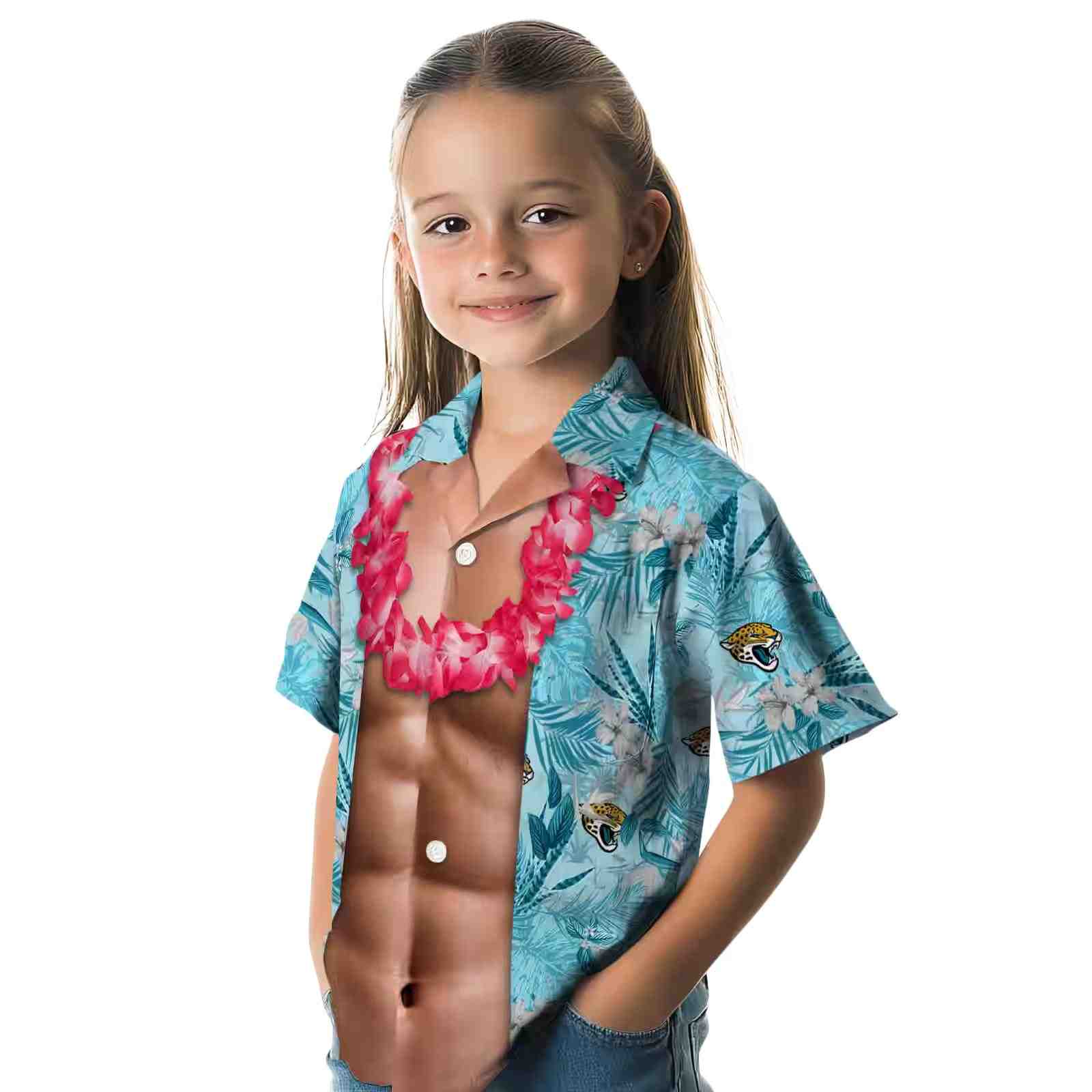 jacksonville jaguars chest illusion teal hawaiian shirt premium grade