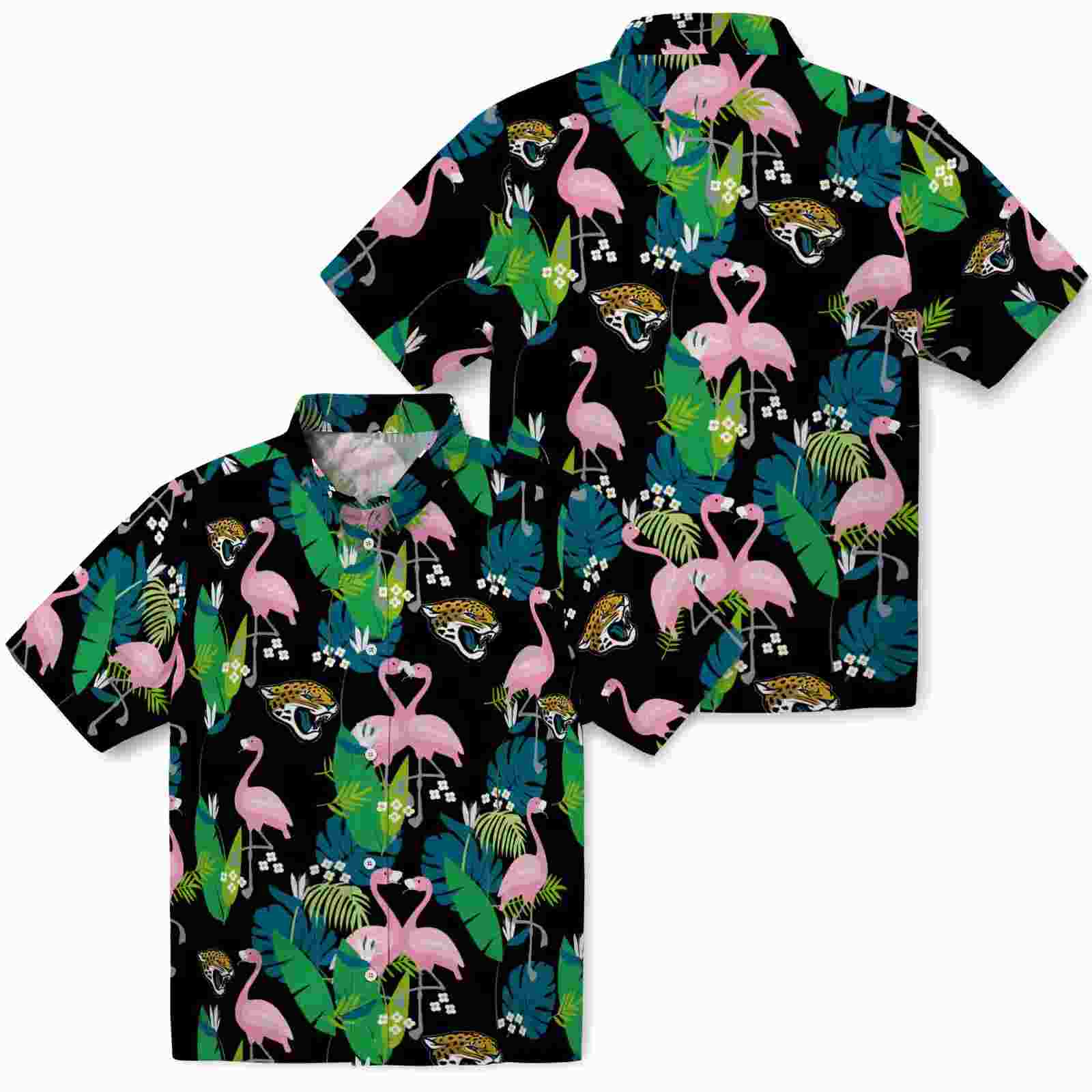 jacksonville jaguars flamingo foliage teal green hawaiian shirt high quality