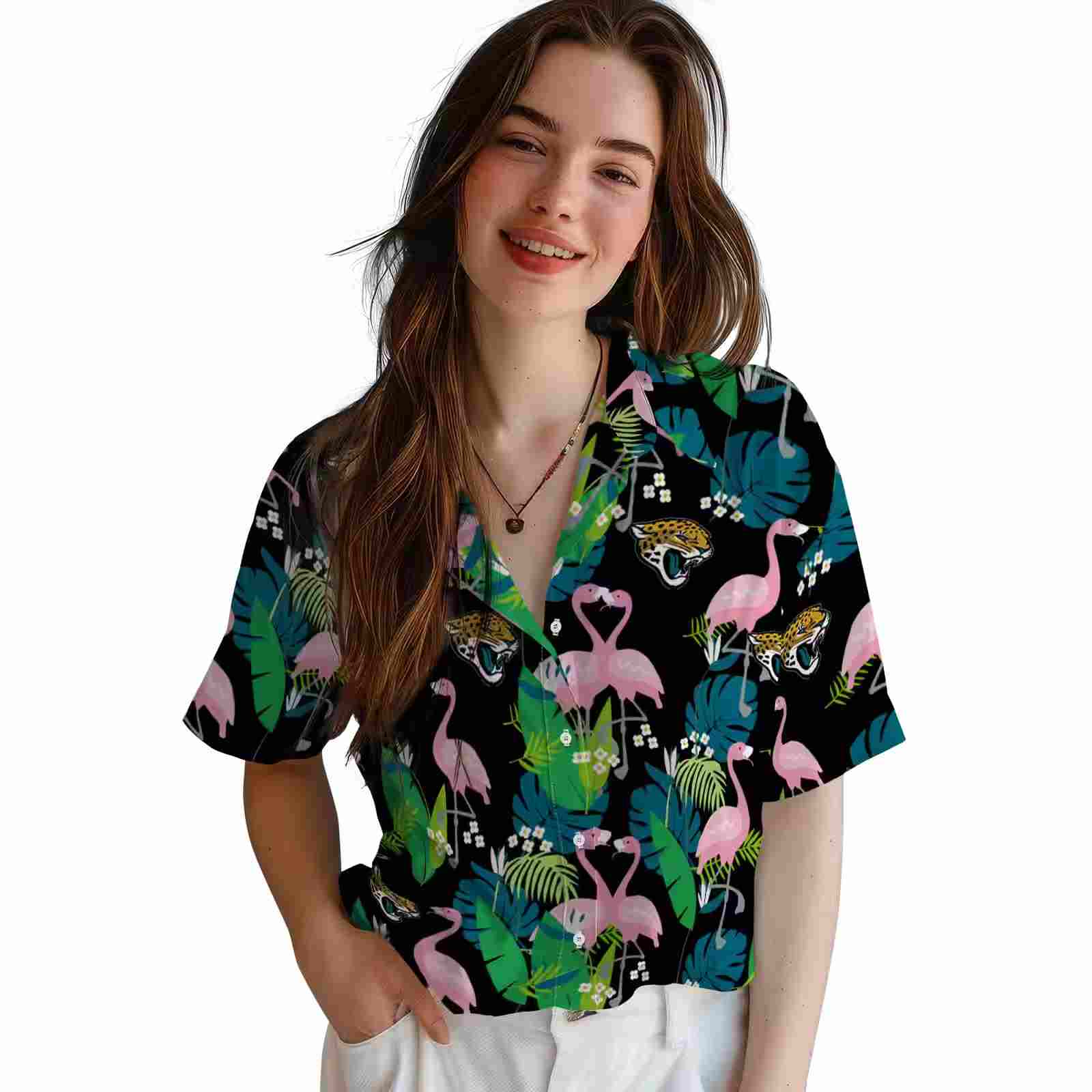 jacksonville jaguars flamingo foliage teal green hawaiian shirt latest model