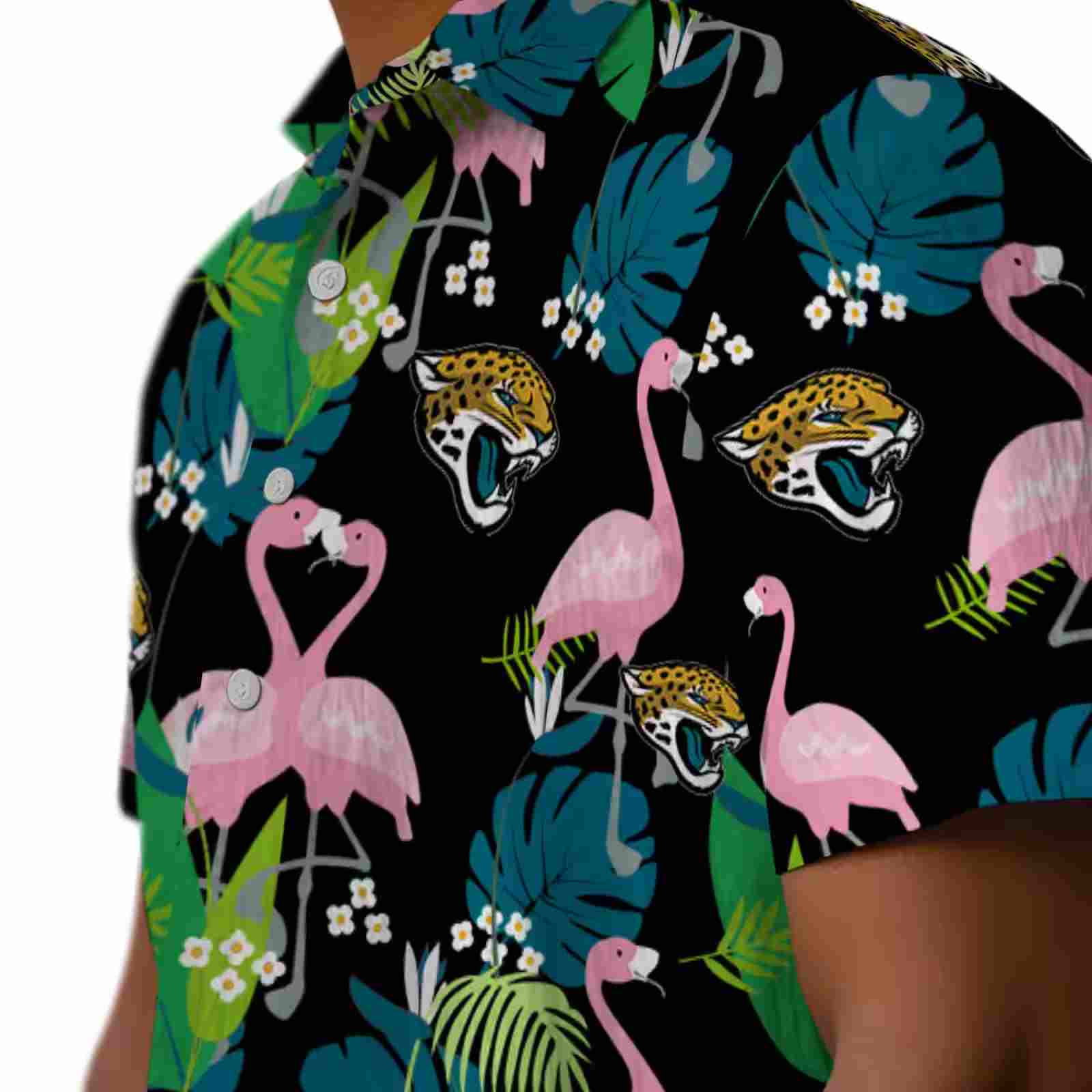 jacksonville jaguars flamingo foliage teal green hawaiian shirt trendy