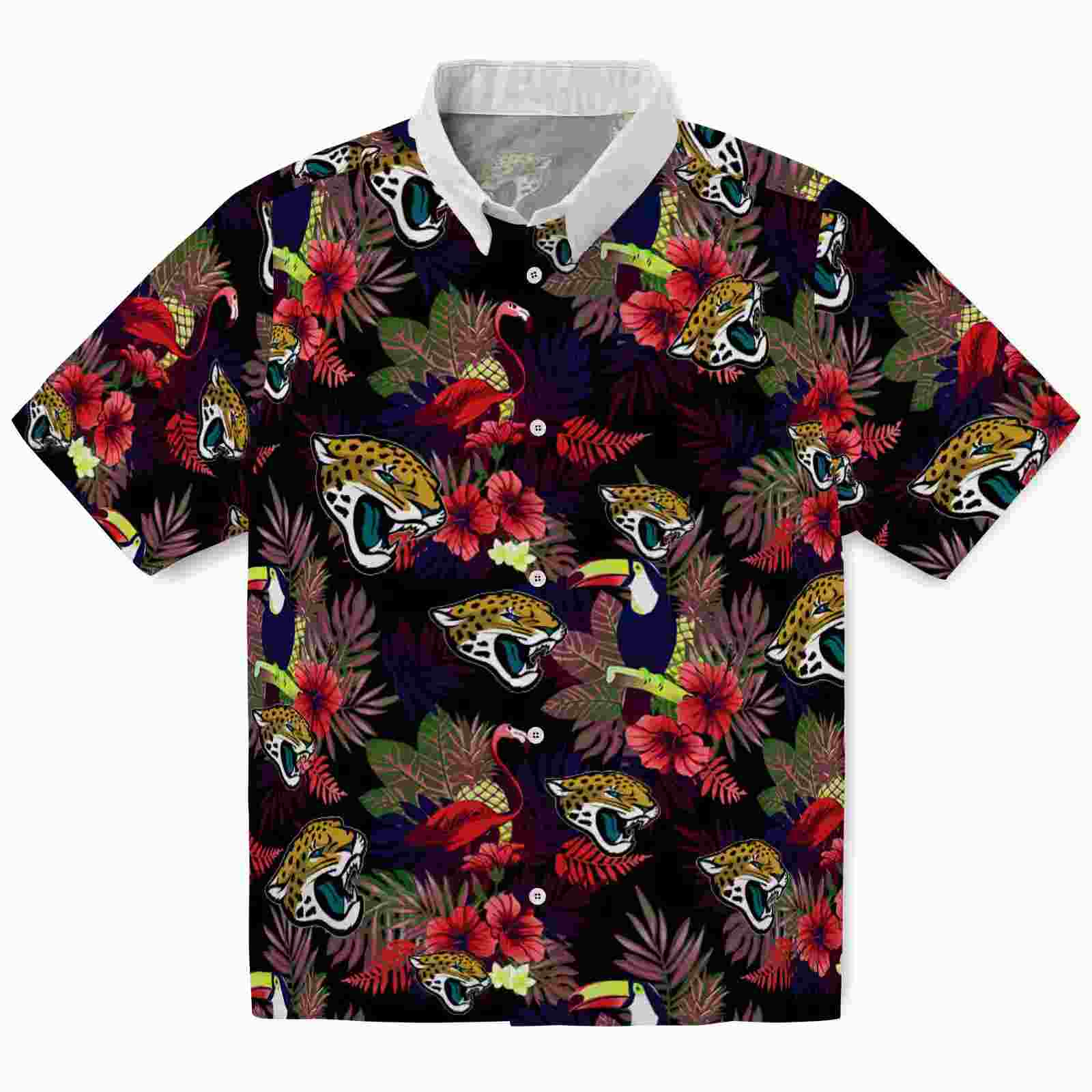 Jacksonville Jaguars Floral Toucan Teal Red Hawaiian Shirt