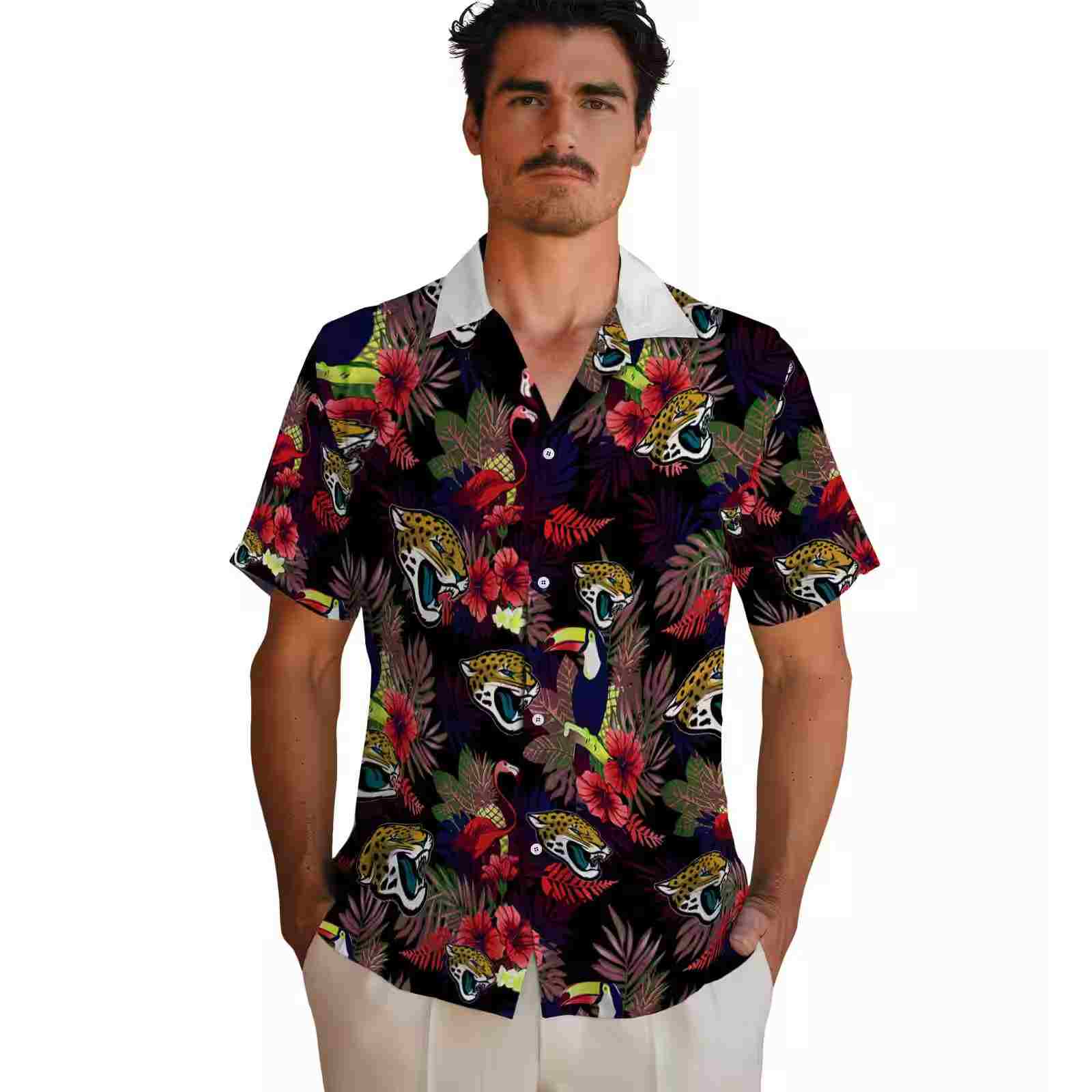 jacksonville jaguars floral toucan teal red hawaiian shirt fashion forward