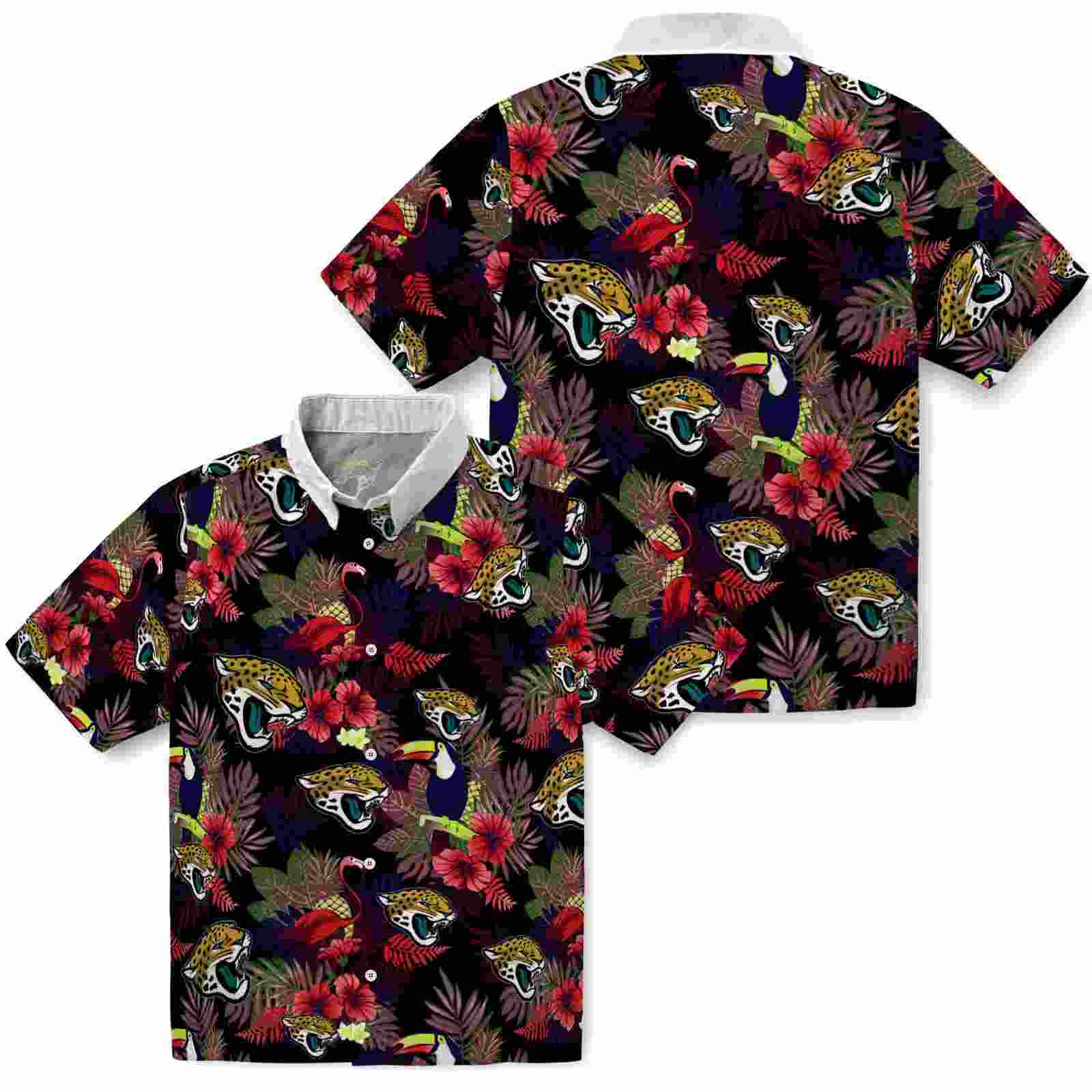 jacksonville jaguars floral toucan teal red hawaiian shirt high quality