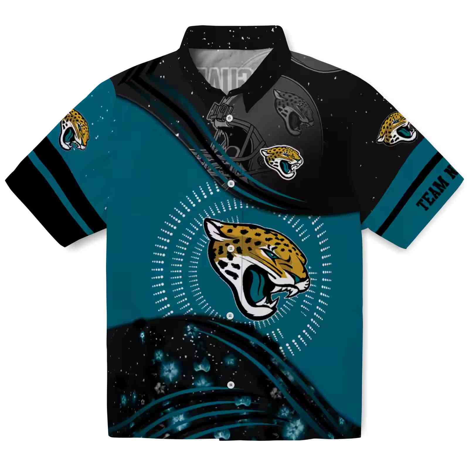 Jacksonville Jaguars Football Wave Teal Black Hawaiian Shirt