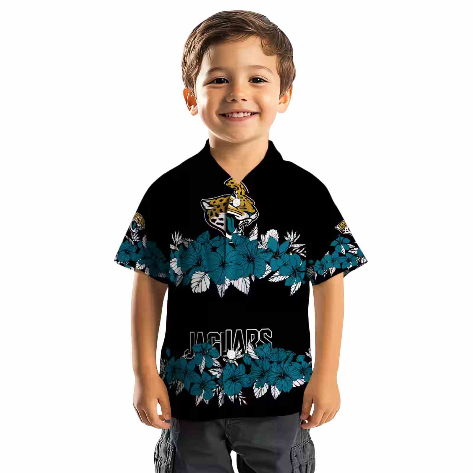 jacksonville jaguars hibiscus stripe teal black hawaiian shirt top rated