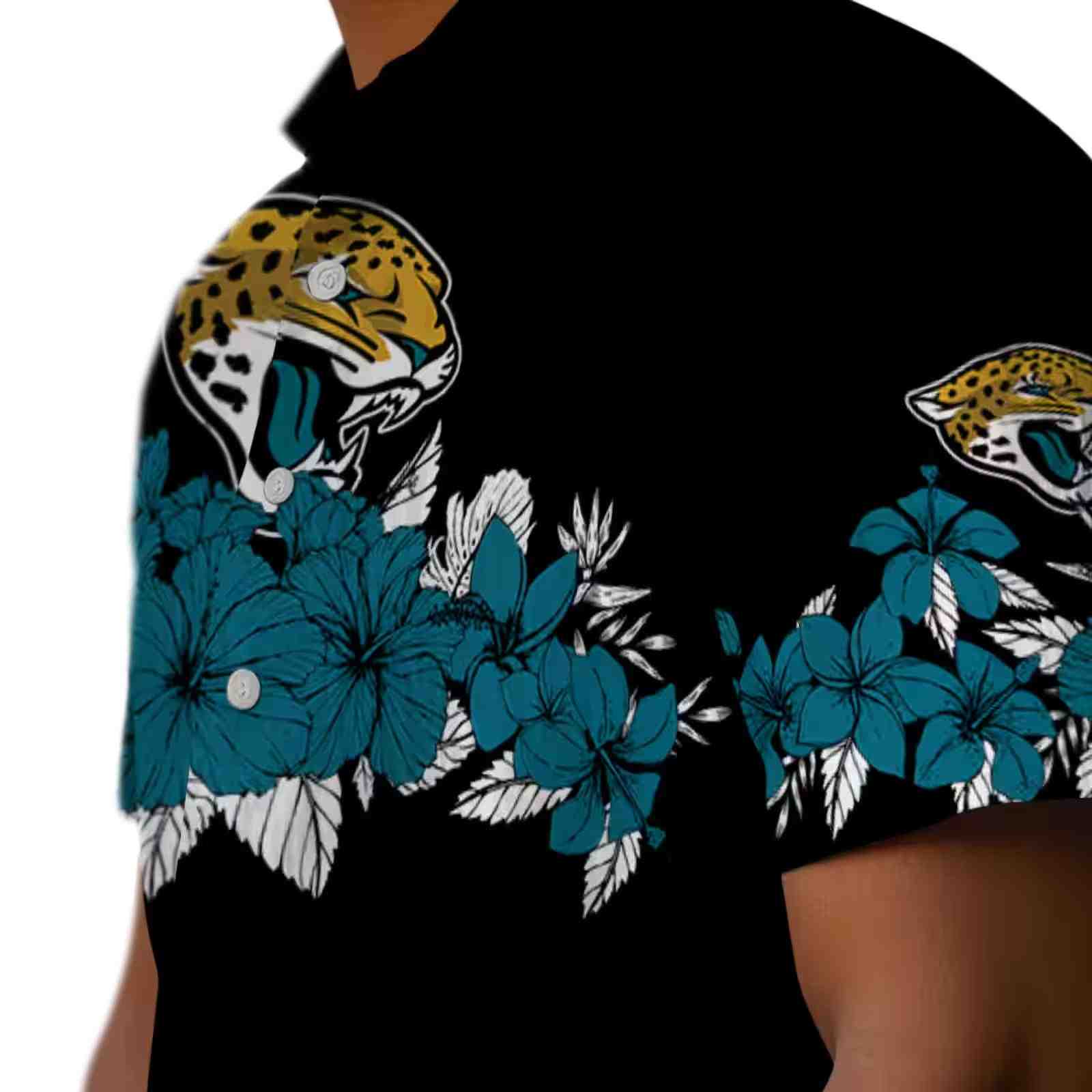 jacksonville jaguars hibiscus stripe teal black hawaiian shirt trendy