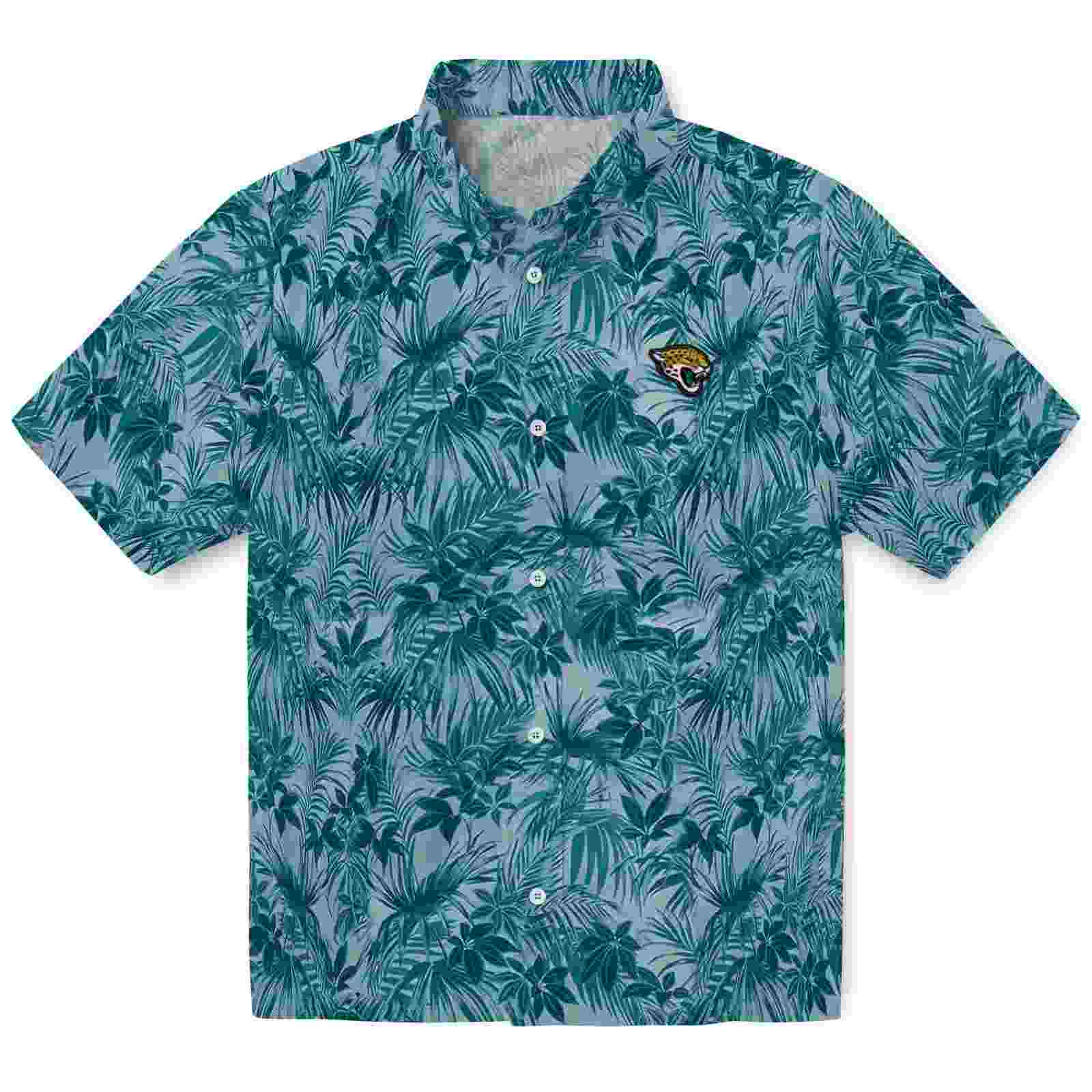 Jacksonville Jaguars Leafy Pattern Teal Hawaiian Shirt