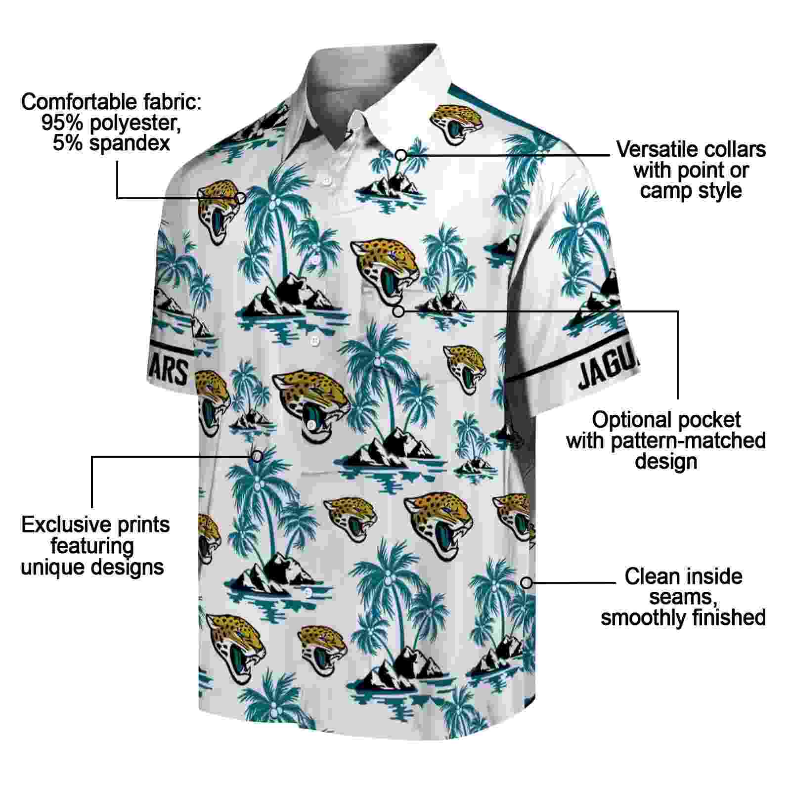 jacksonville jaguars palm island print teal white hawaiian shirt new arrival