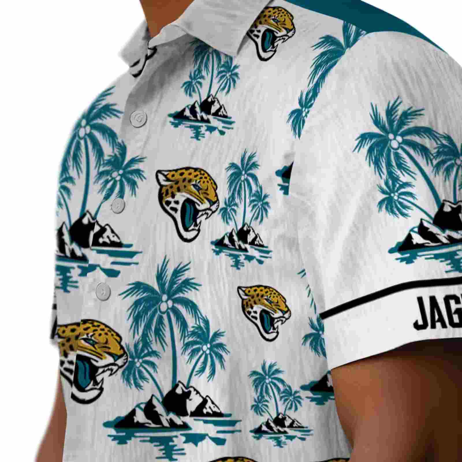 jacksonville jaguars palm island print teal white hawaiian shirt trendy