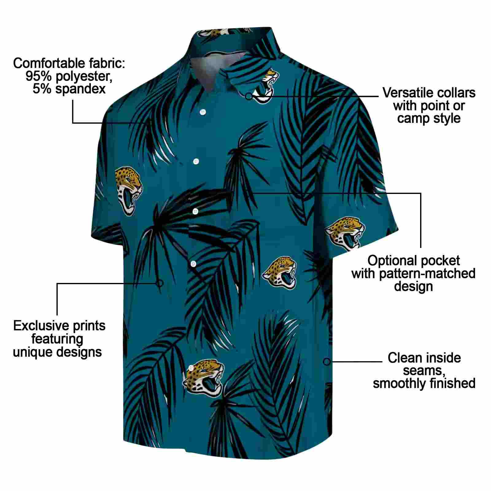 jacksonville jaguars palm leaf teal hawaiian shirt new arrival