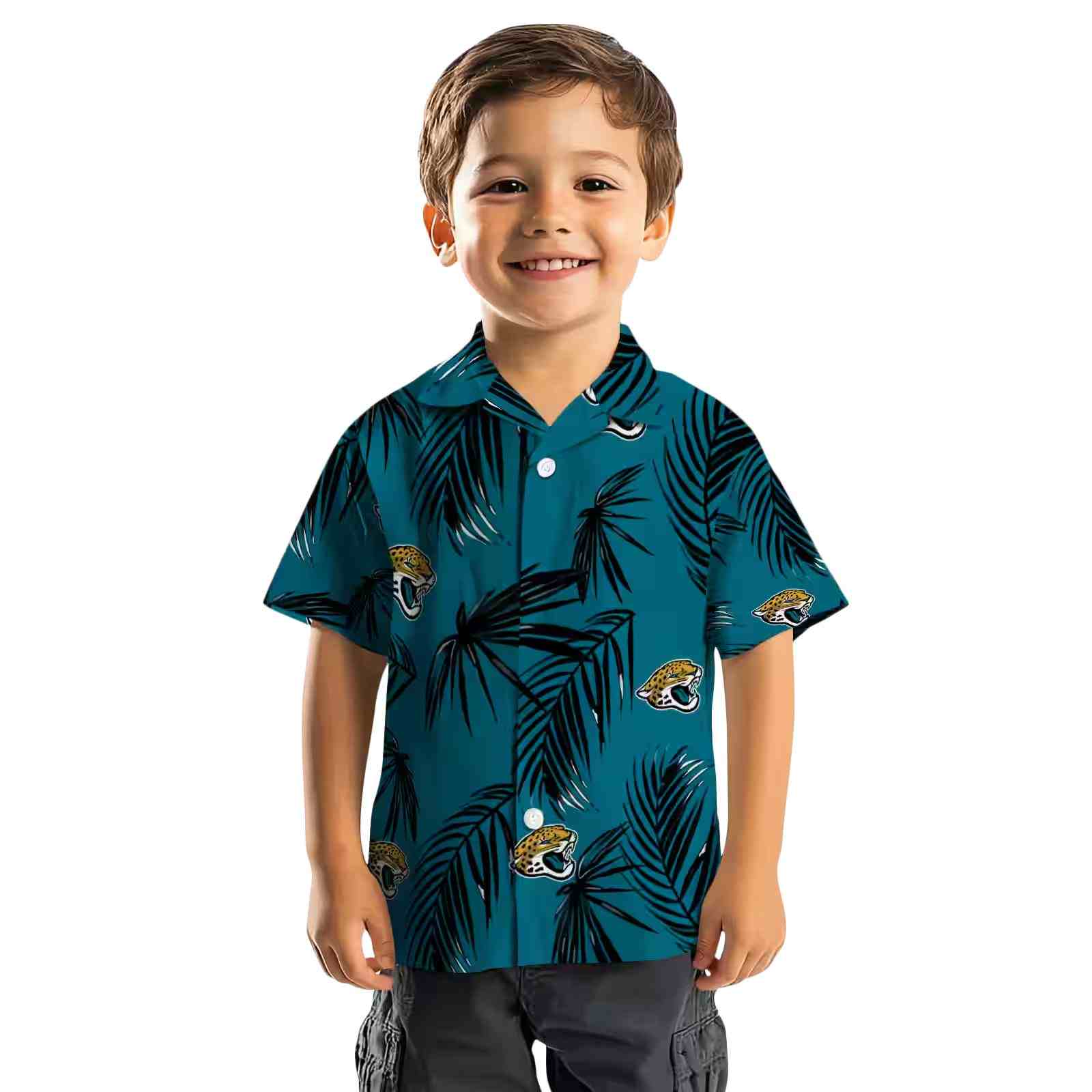 jacksonville jaguars palm leaf teal hawaiian shirt top rated