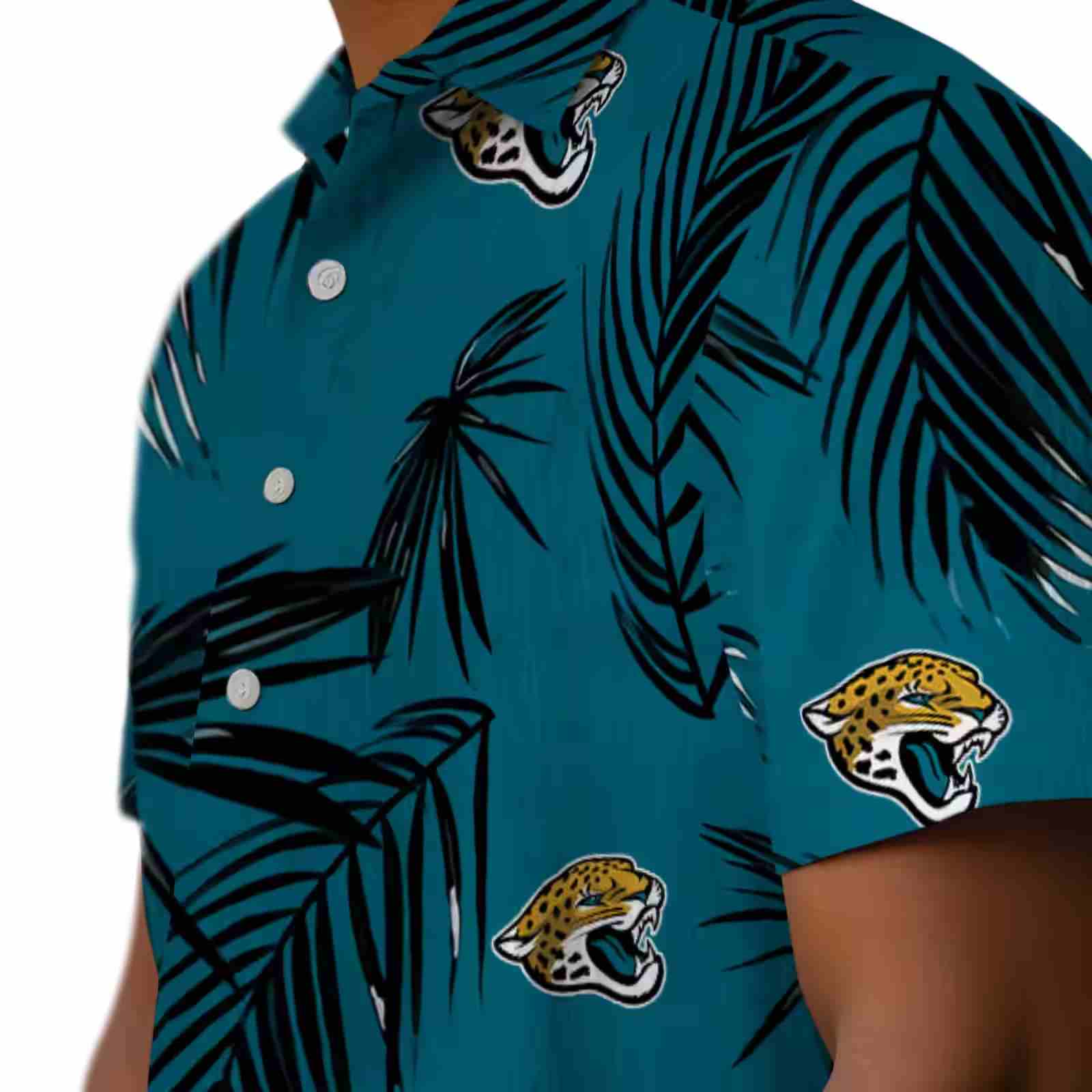 jacksonville jaguars palm leaf teal hawaiian shirt trendy