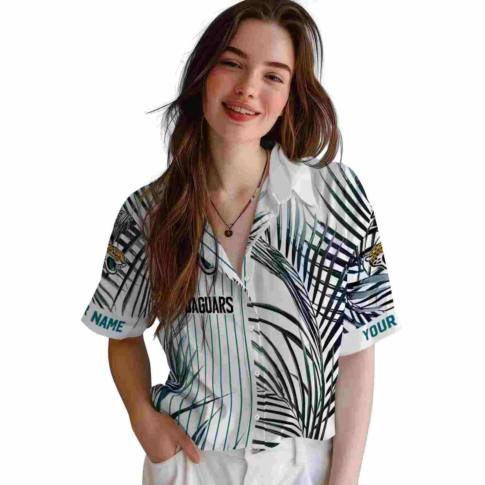 jacksonville jaguars palm stripes teal black white hawaiian shirt latest model