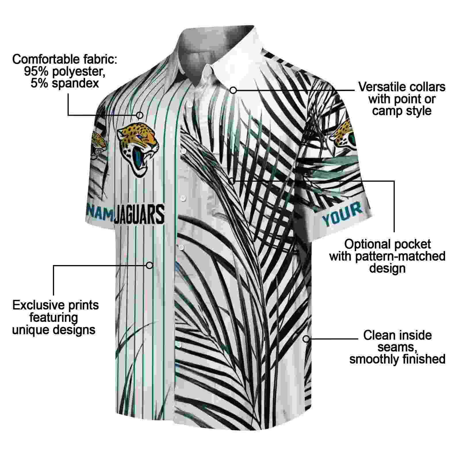 jacksonville jaguars palm stripes teal black white hawaiian shirt new arrival