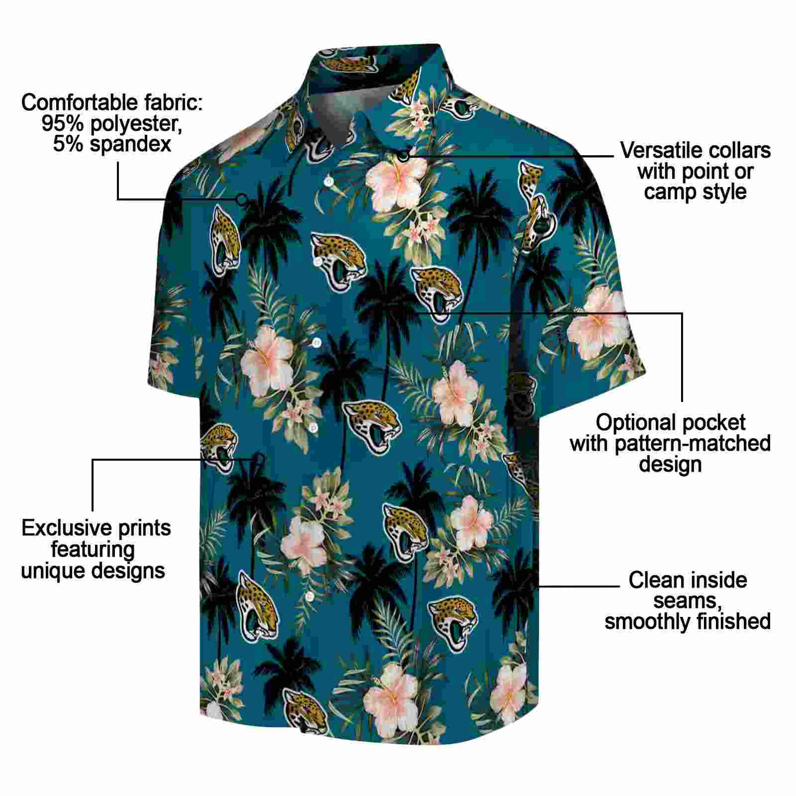 jacksonville jaguars palm tree flower teal hawaiian shirt new arrival