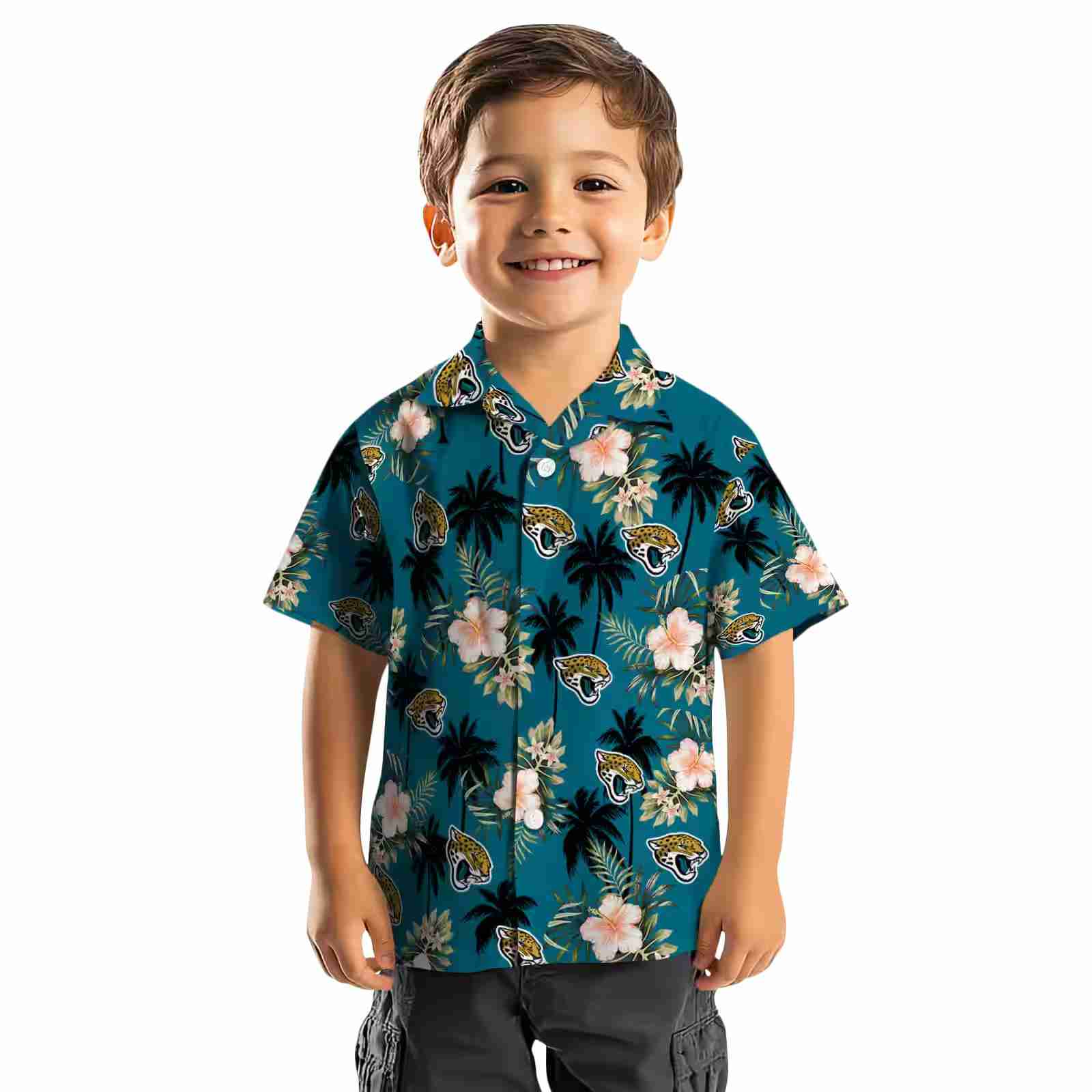 jacksonville jaguars palm tree flower teal hawaiian shirt top rated