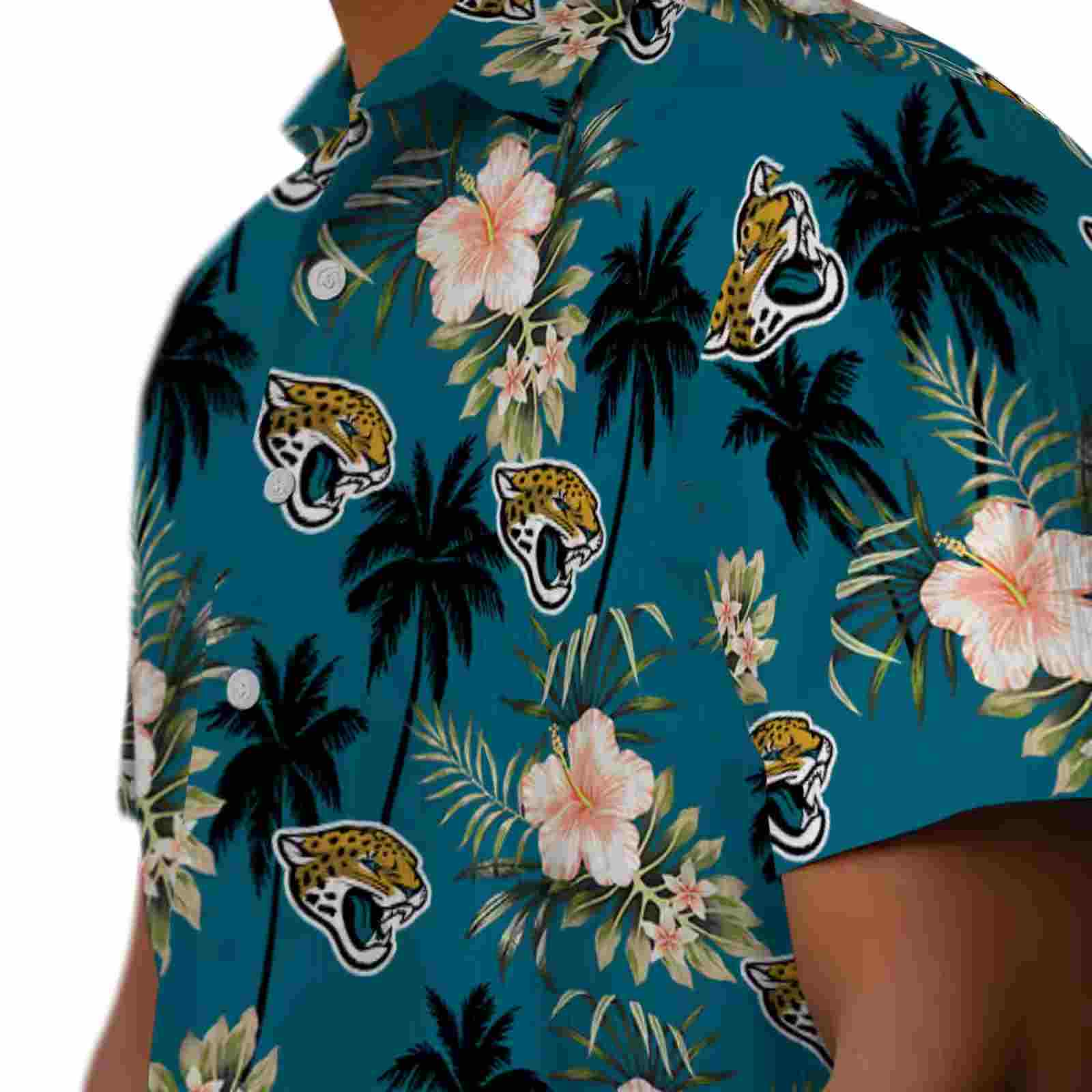 jacksonville jaguars palm tree flower teal hawaiian shirt trendy