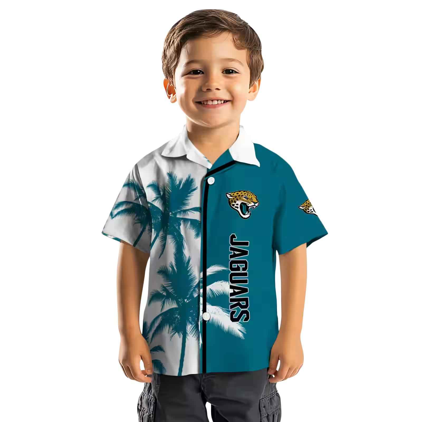 jacksonville jaguars palm trees teal white hawaiian shirt top rated