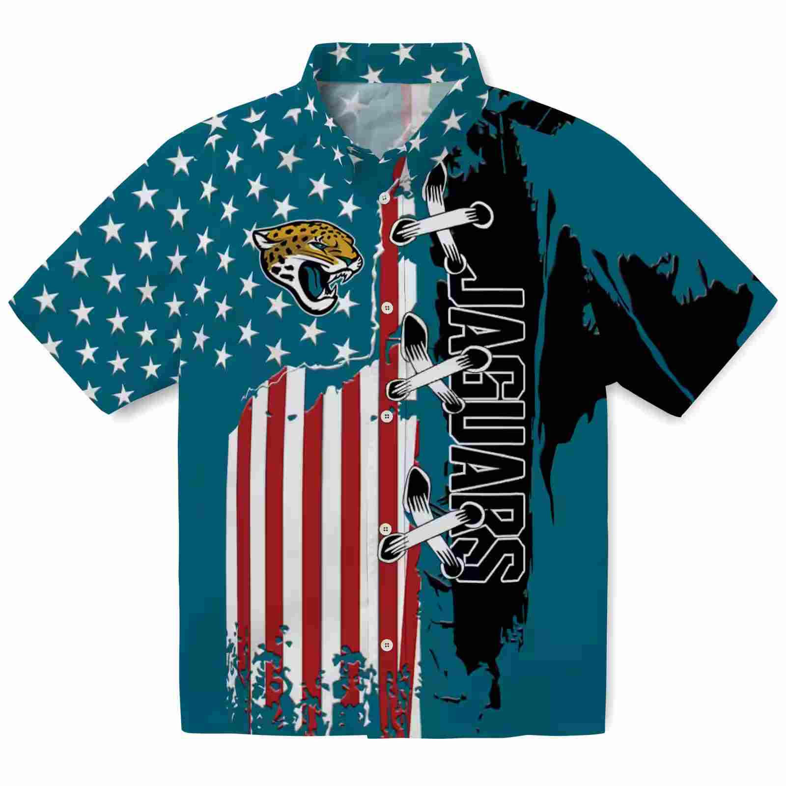 Jacksonville Jaguars Stitched Flag Teal Hawaiian Shirt