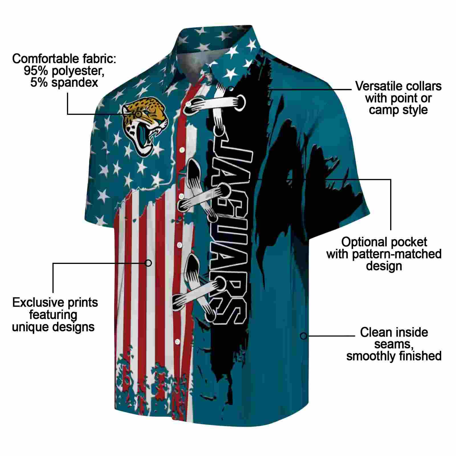 jacksonville jaguars stitched flag teal hawaiian shirt new arrival