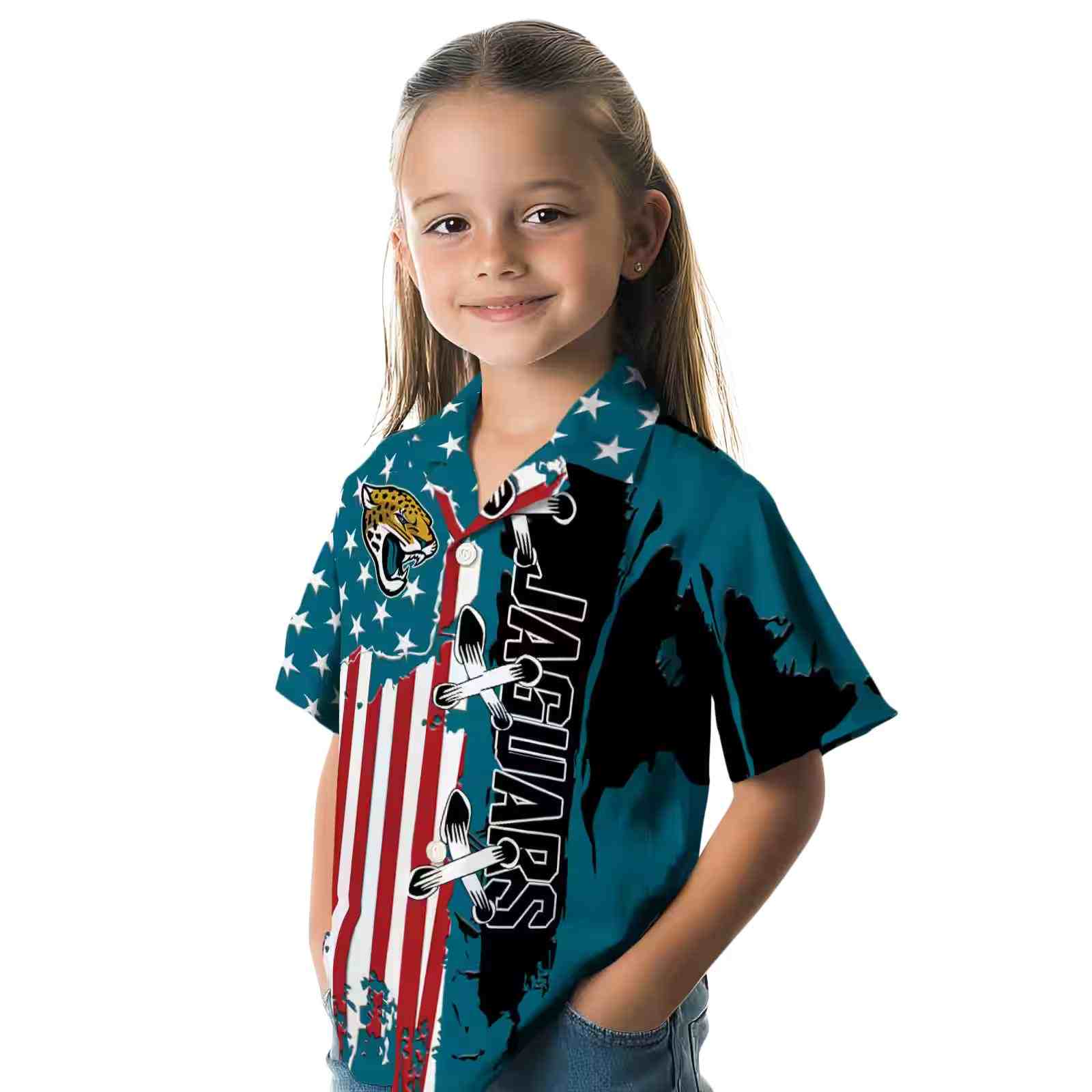 jacksonville jaguars stitched flag teal hawaiian shirt premium grade