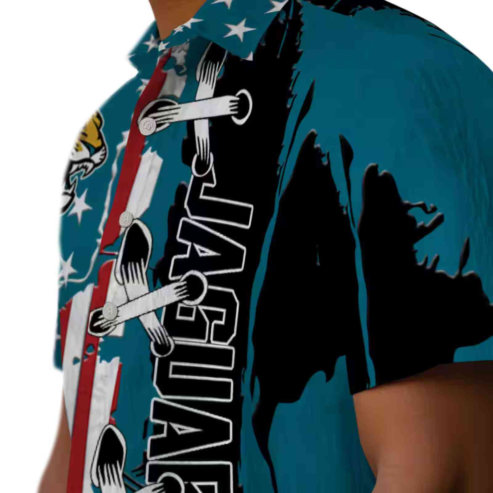 jacksonville jaguars stitched flag teal hawaiian shirt trendy