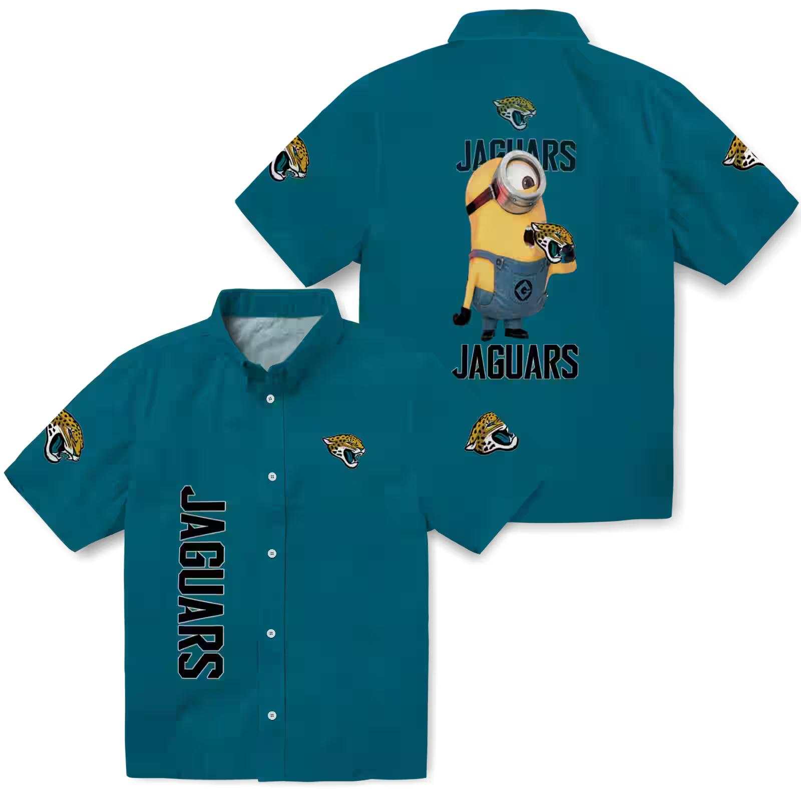 jacksonville jaguars stuart minion teal hawaiian shirt high quality