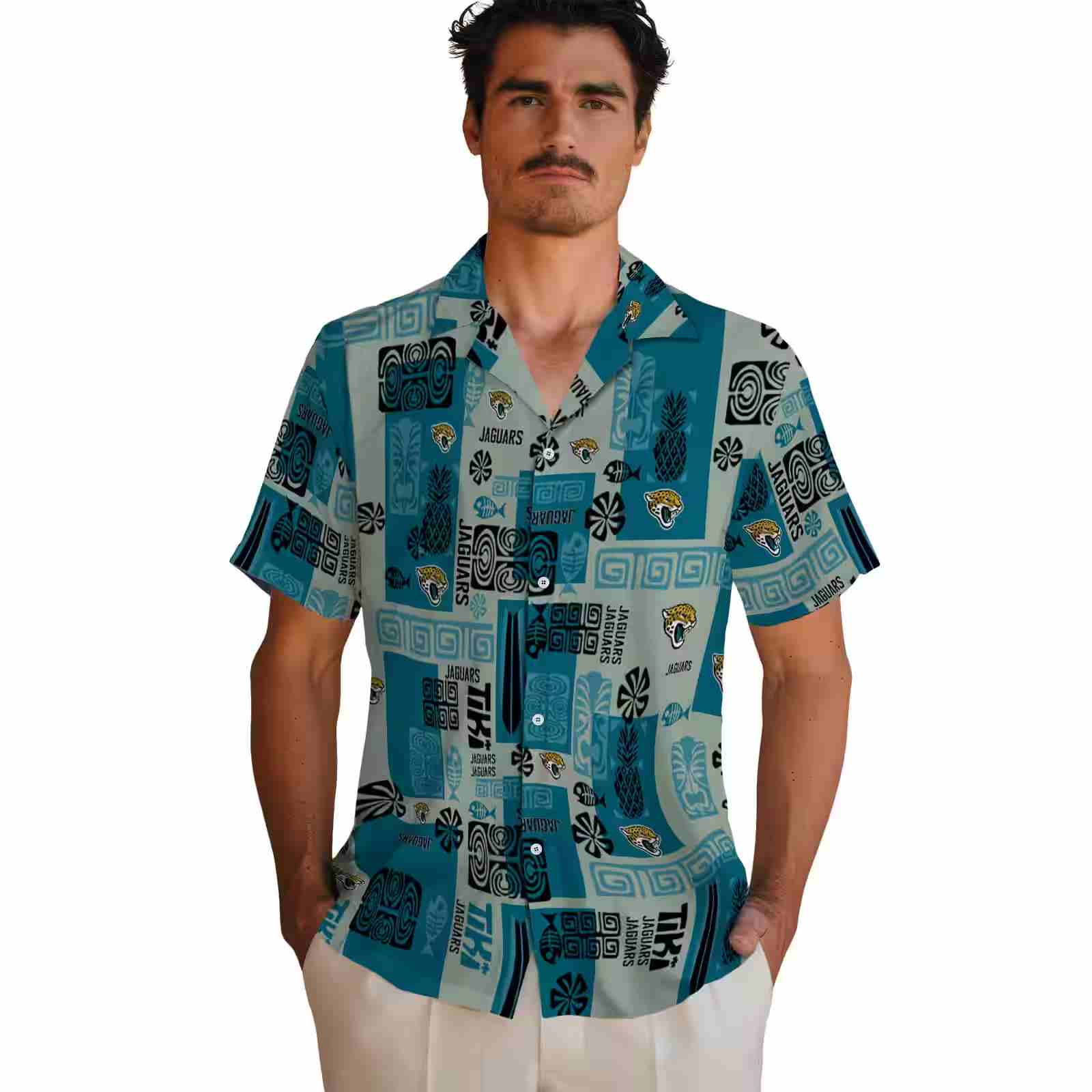 jacksonville jaguars tribal symbols teal hawaiian shirt fashion forward