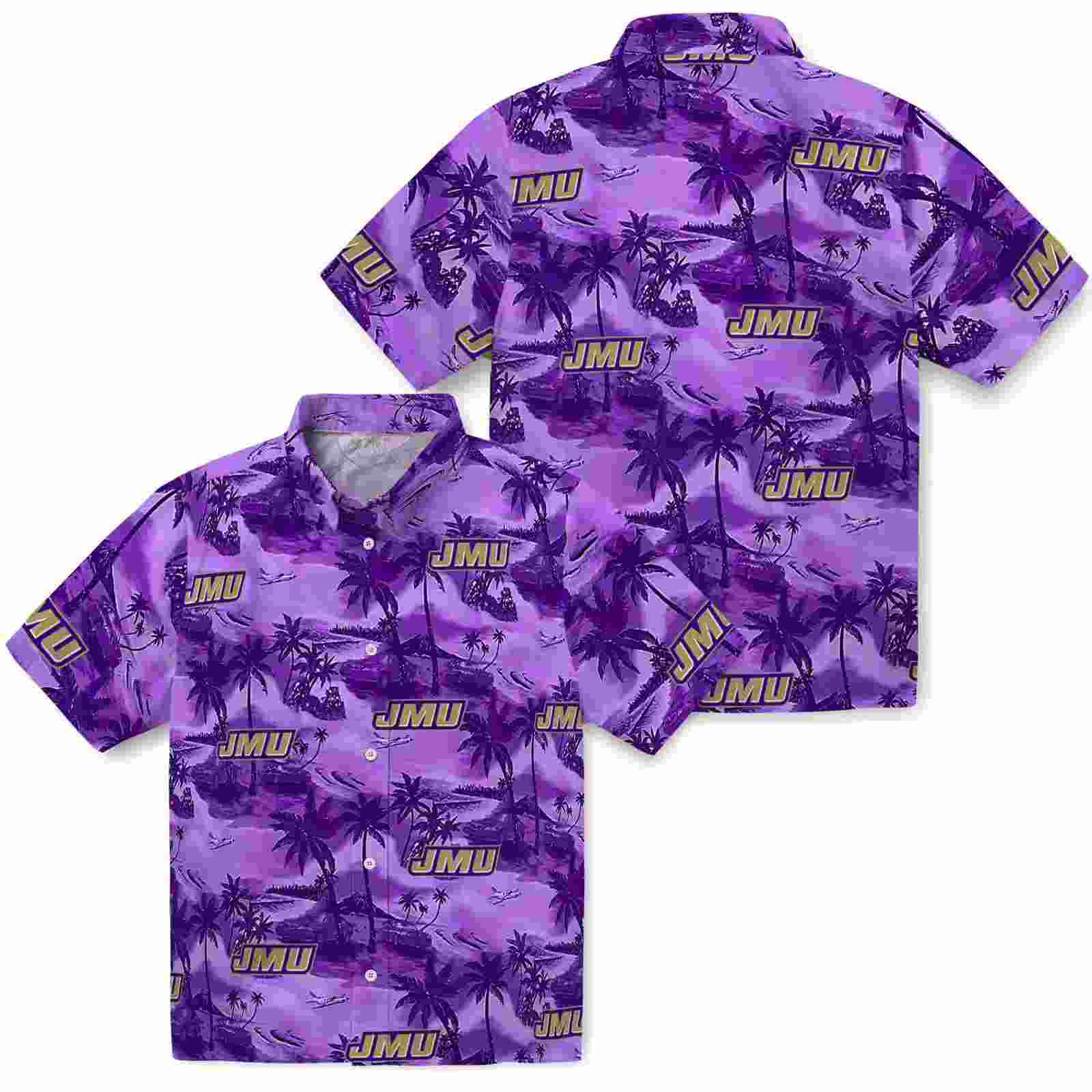 james madison dukes coastal palms purple hawaiian shirt high quality