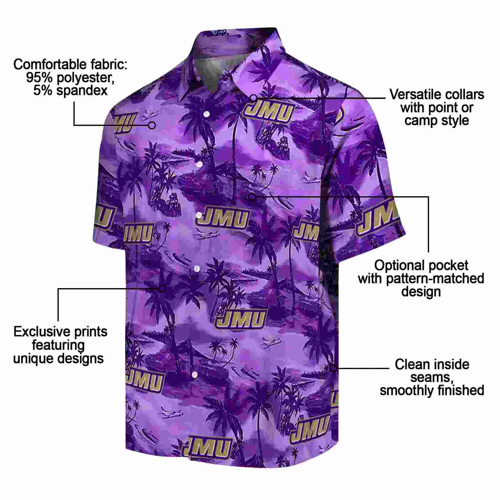 james madison dukes coastal palms purple hawaiian shirt new arrival