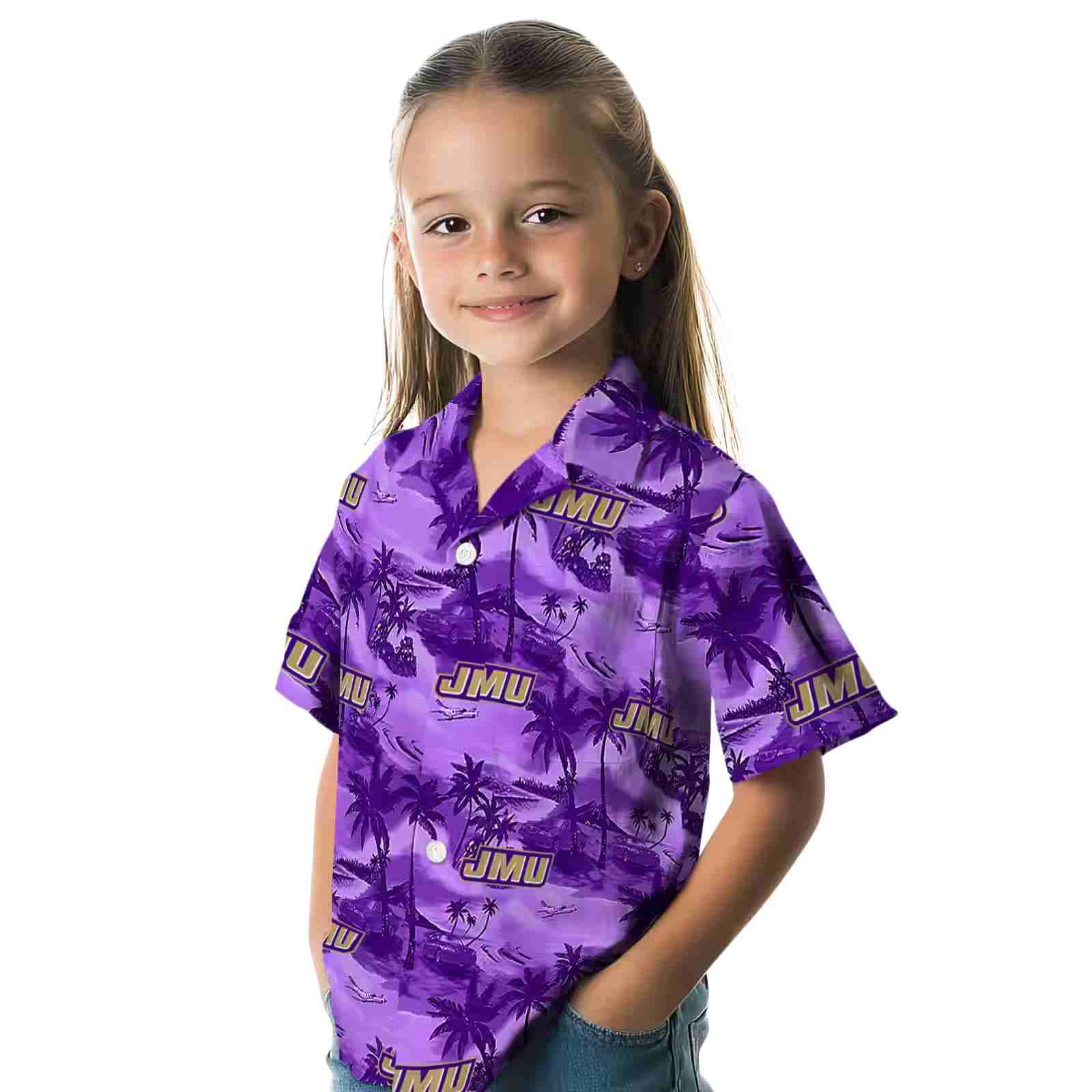 james madison dukes coastal palms purple hawaiian shirt premium grade