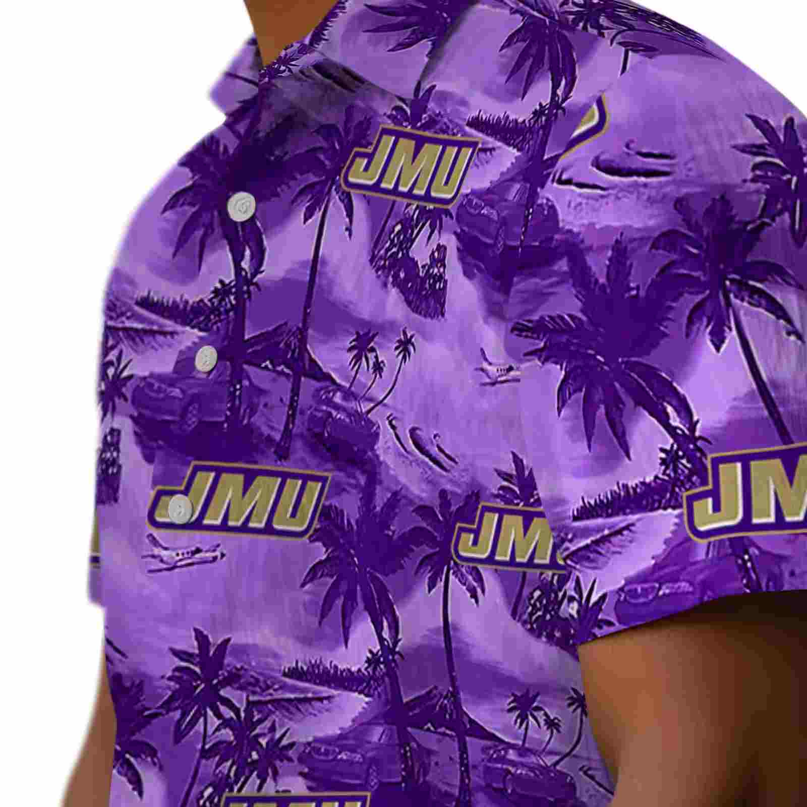 james madison dukes coastal palms purple hawaiian shirt trendy