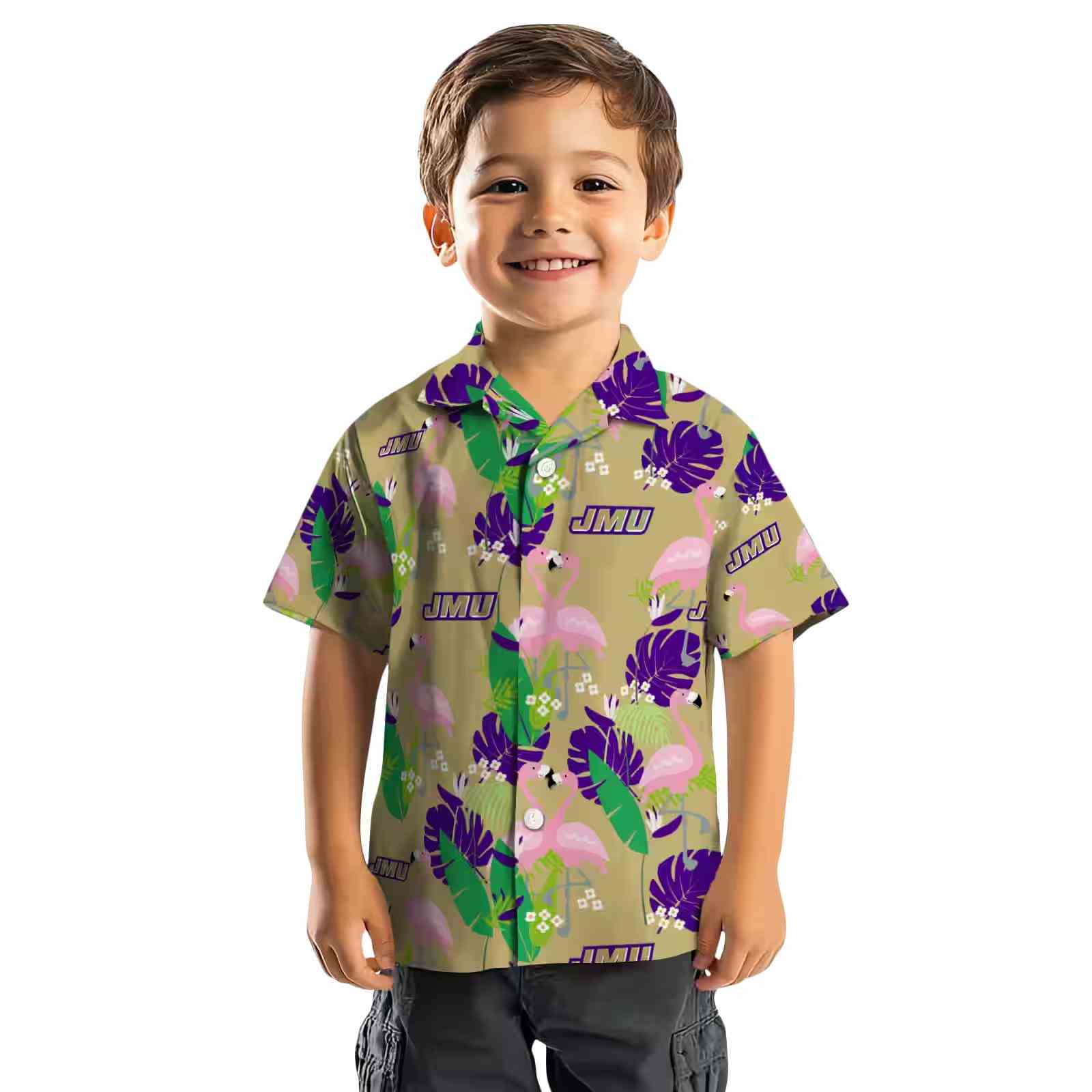 james madison dukes flamingo foliage purple green hawaiian shirt top rated