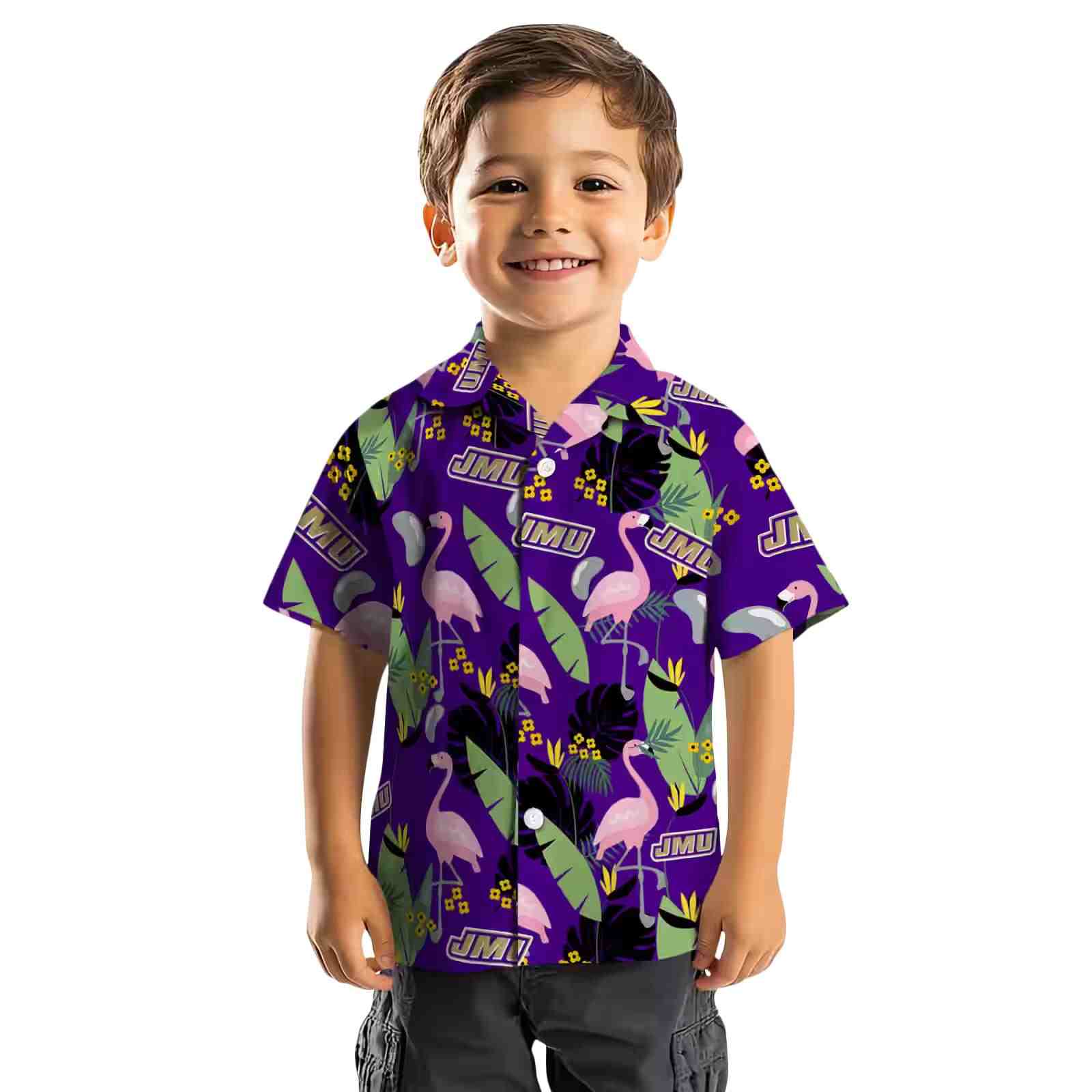 james madison dukes flamingo leaves purple hawaiian shirt top rated