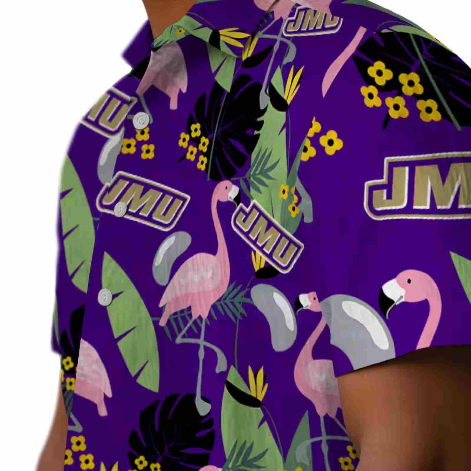 james madison dukes flamingo leaves purple hawaiian shirt trendy