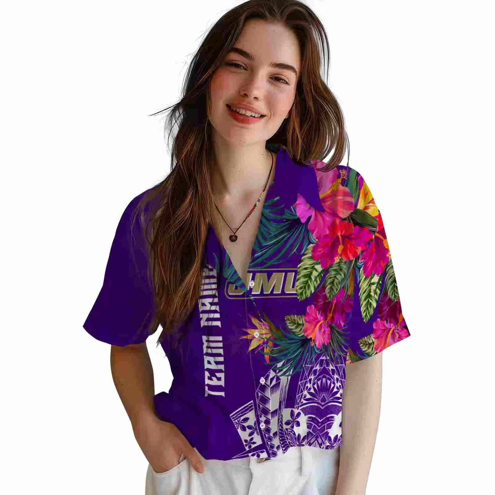 james madison dukes floral polynesian purple hawaiian shirt latest model