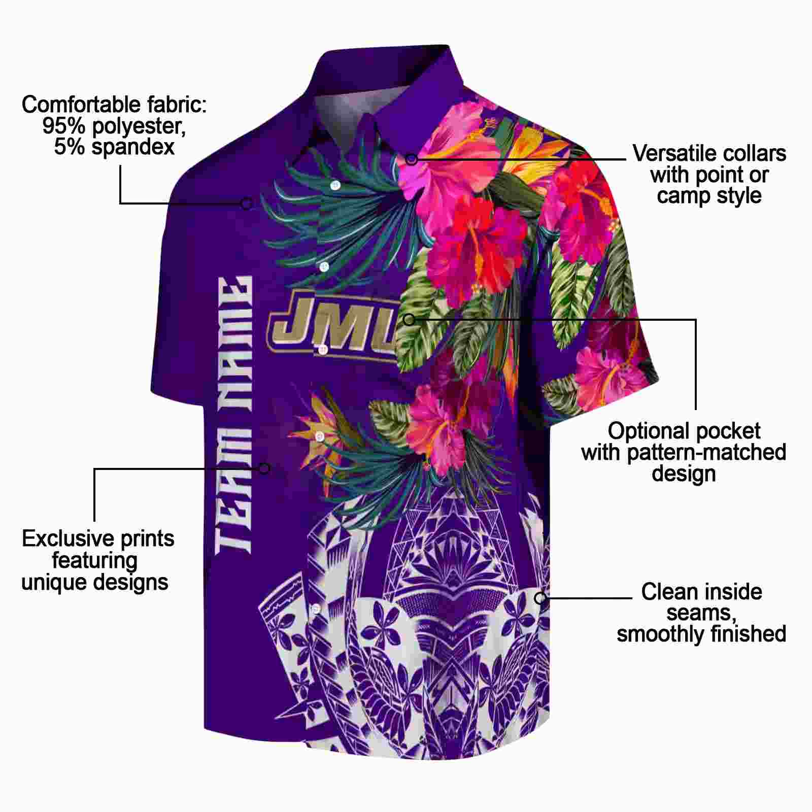 james madison dukes floral polynesian purple hawaiian shirt new arrival