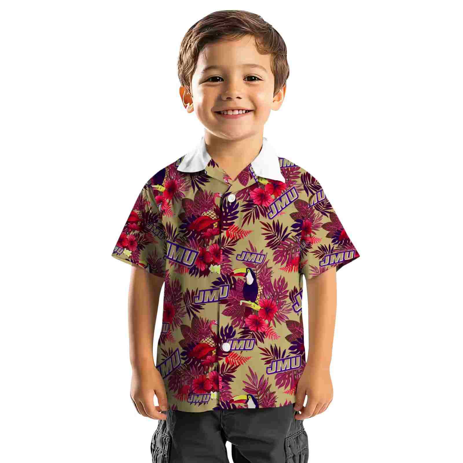 james madison dukes floral toucan purple red hawaiian shirt top rated