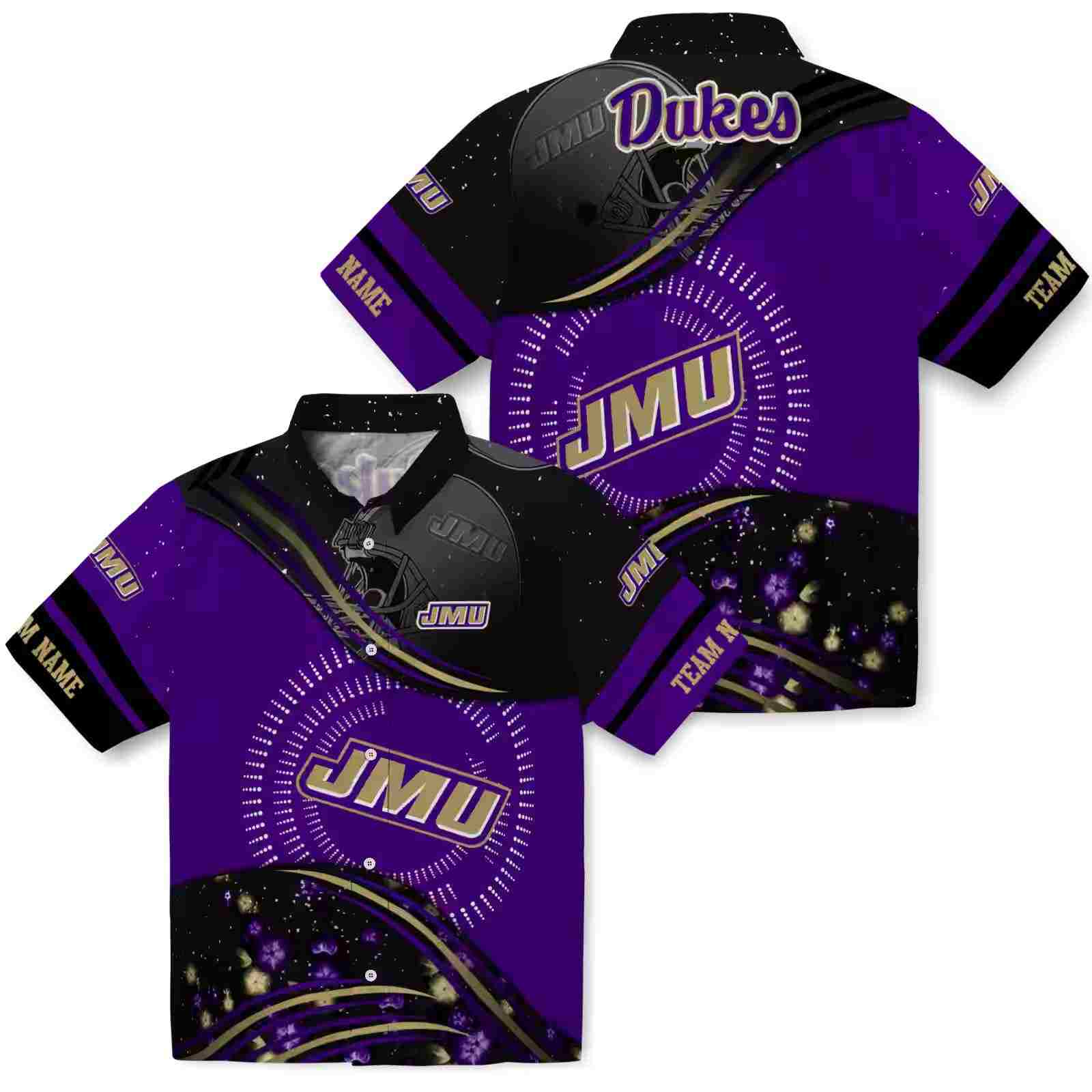 james madison dukes football wave purple black hawaiian shirt high quality