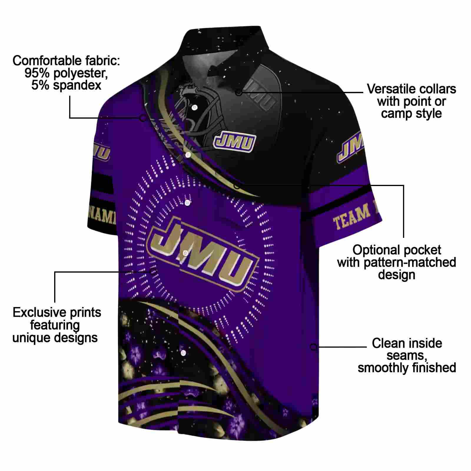 james madison dukes football wave purple black hawaiian shirt new arrival