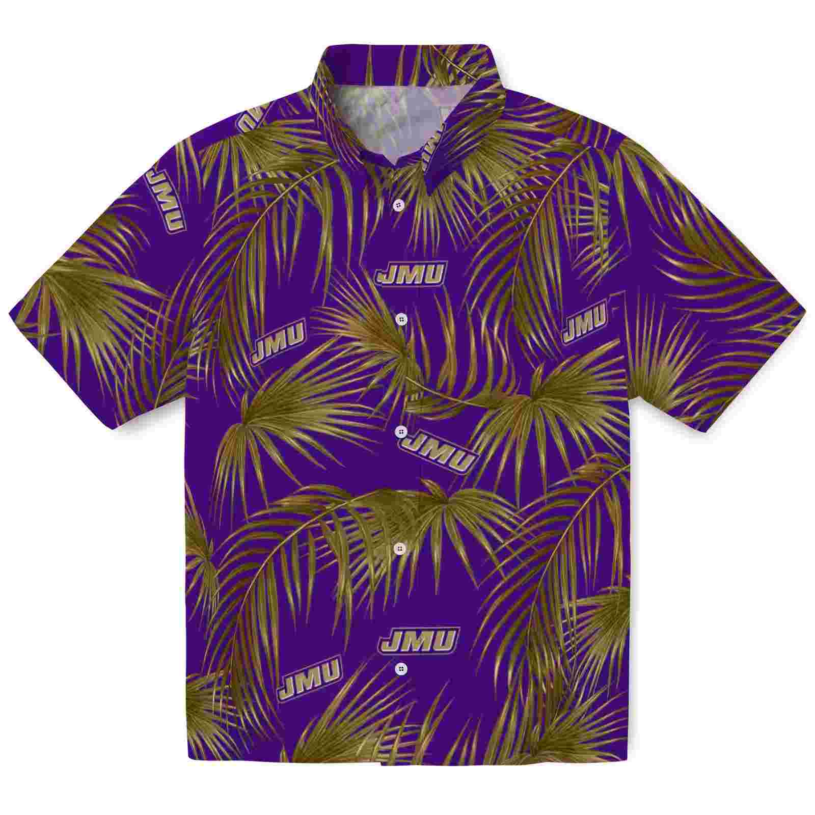 James Madison Dukes Leafy Palms Purple Hawaiian Shirt