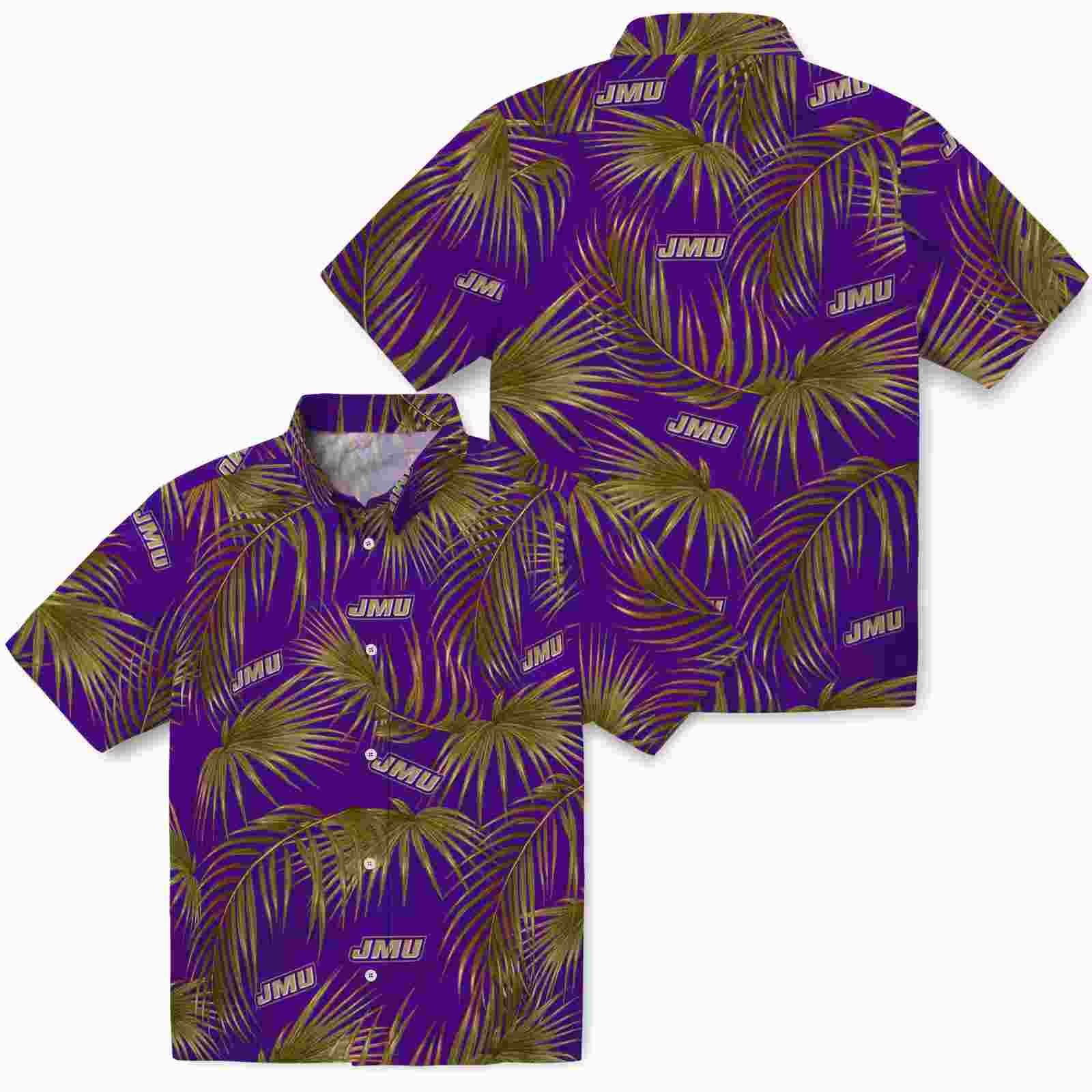 james madison dukes leafy palms purple hawaiian shirt high quality