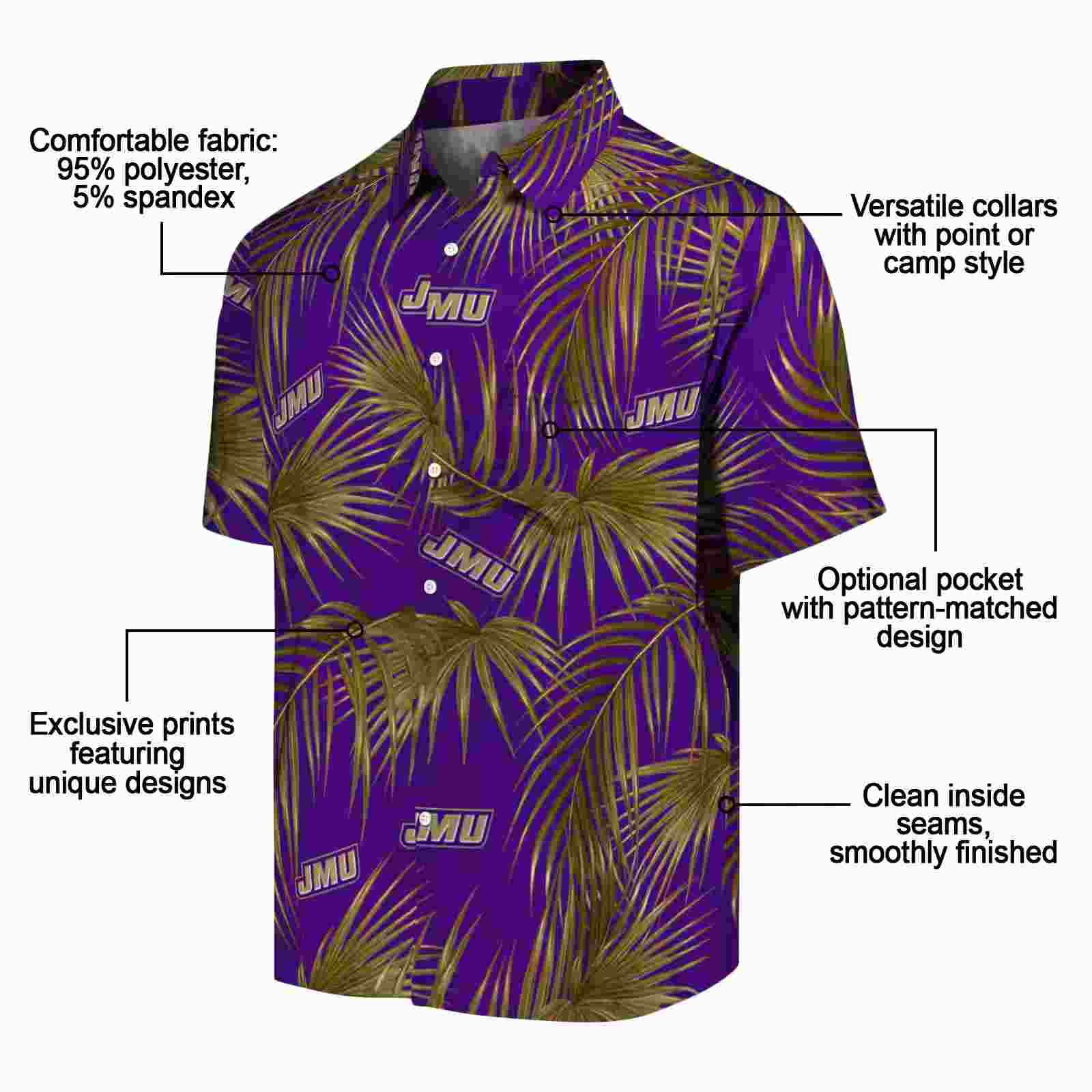 james madison dukes leafy palms purple hawaiian shirt new arrival