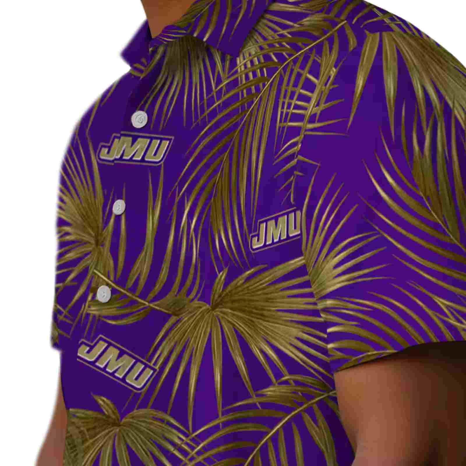 james madison dukes leafy palms purple hawaiian shirt trendy