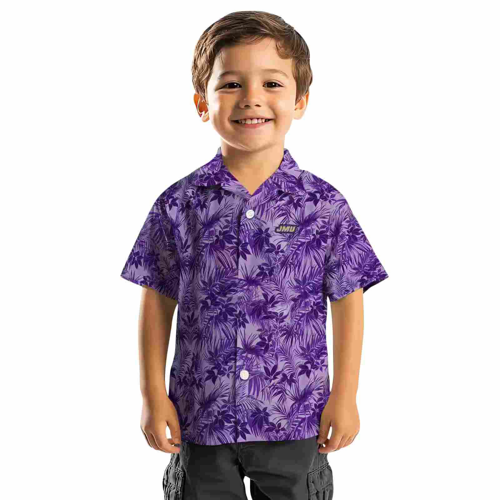 james madison dukes leafy pattern purple hawaiian shirt top rated