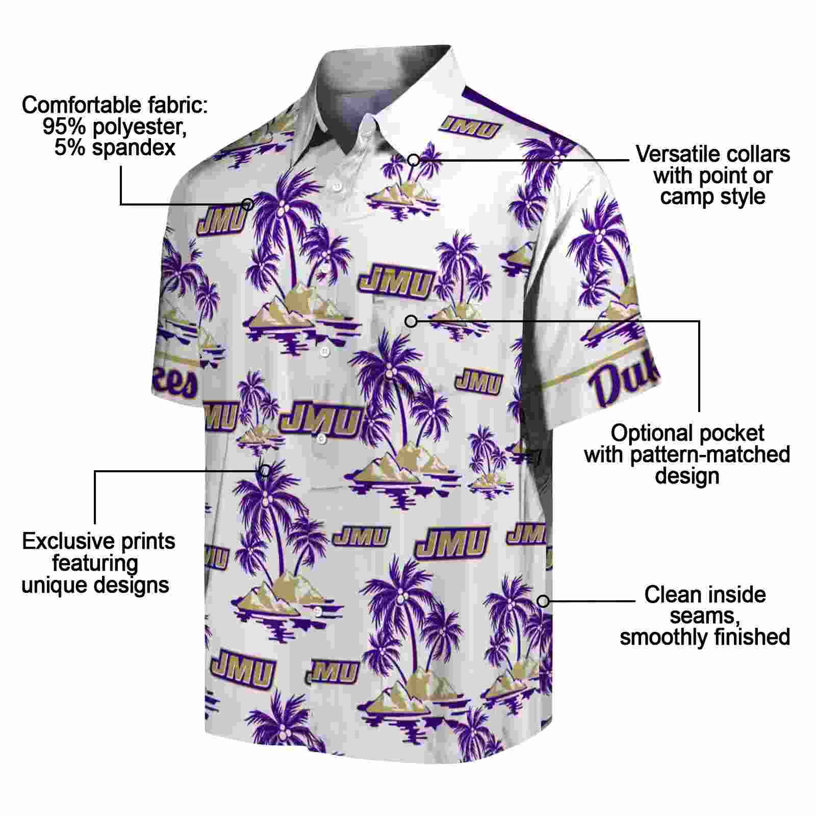 james madison dukes palm island print purple white hawaiian shirt new arrival