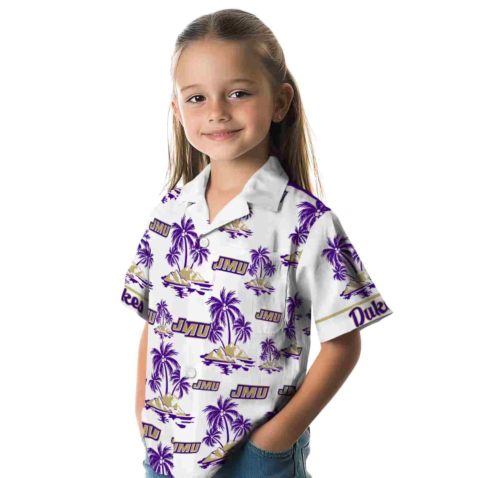 james madison dukes palm island print purple white hawaiian shirt premium grade