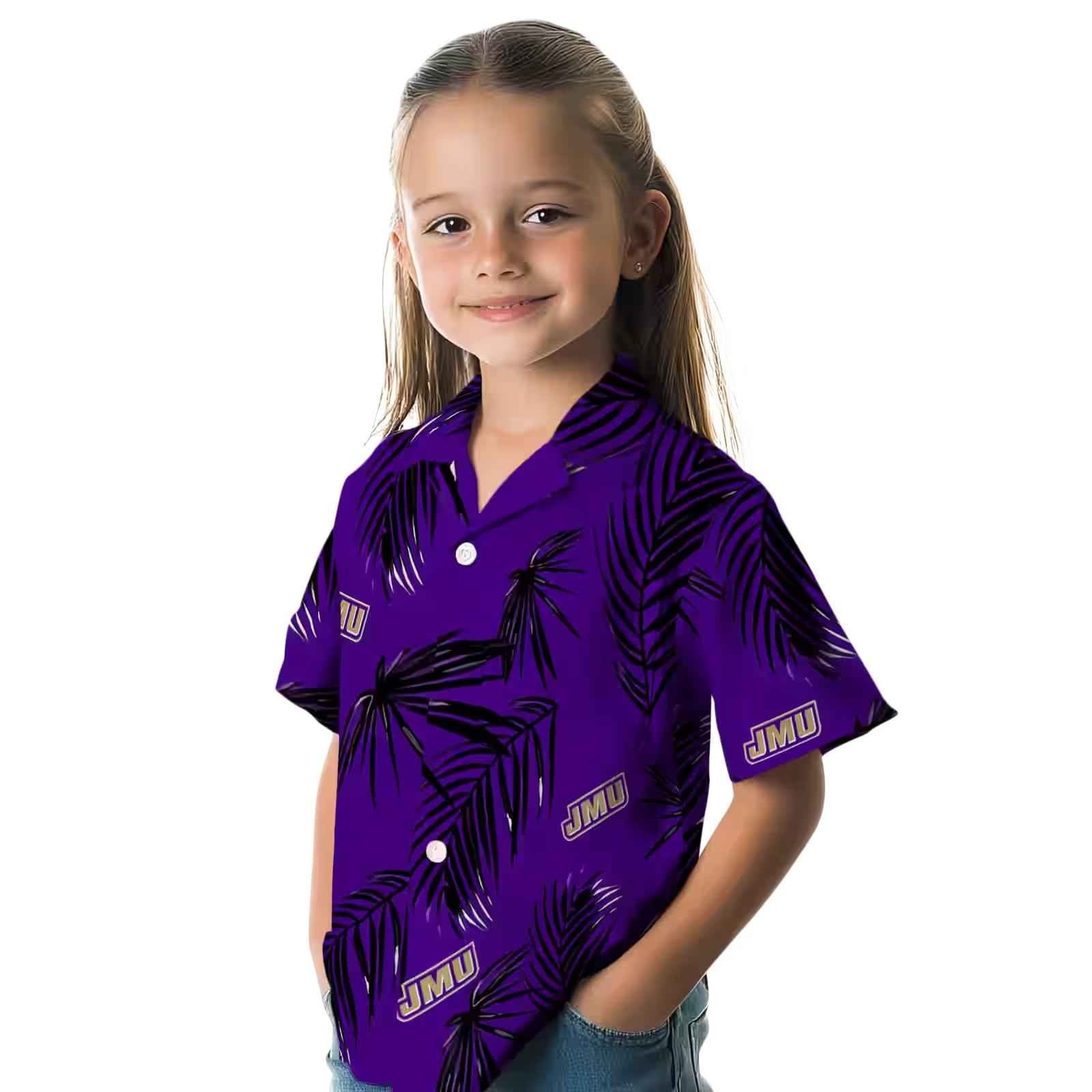 james madison dukes palm leaf purple hawaiian shirt premium grade