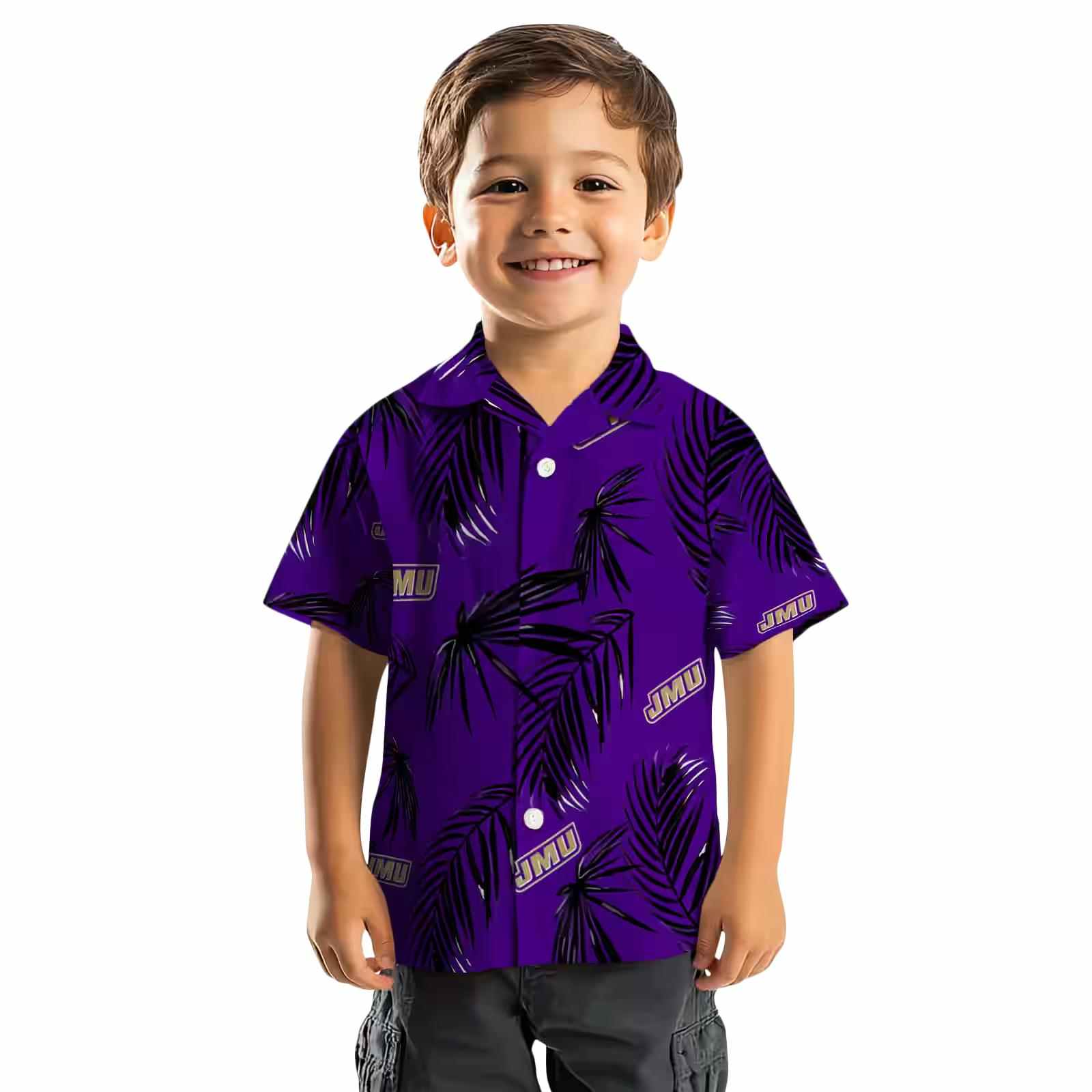 james madison dukes palm leaf purple hawaiian shirt top rated