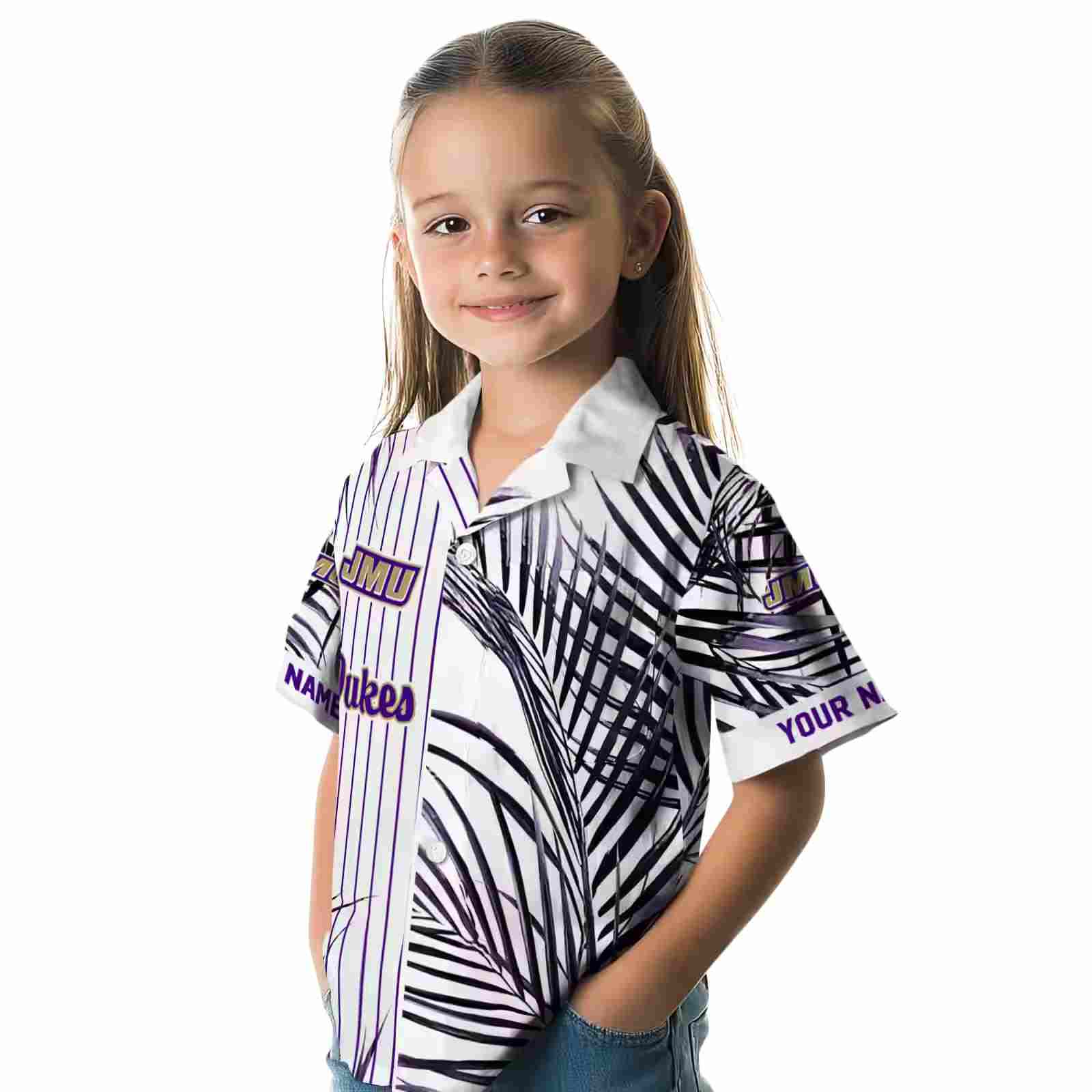 james madison dukes palm stripes purple black white hawaiian shirt premium grade